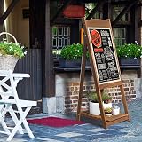 unho Tablica reklamowa stojąca, tabliczka magnetyczna drewniana ramka z półką do przechowywania sztalugów, łupek, vintage, 110 x 44 cm, przeznaczona do restauracji kawiarni bistro – brązowa
