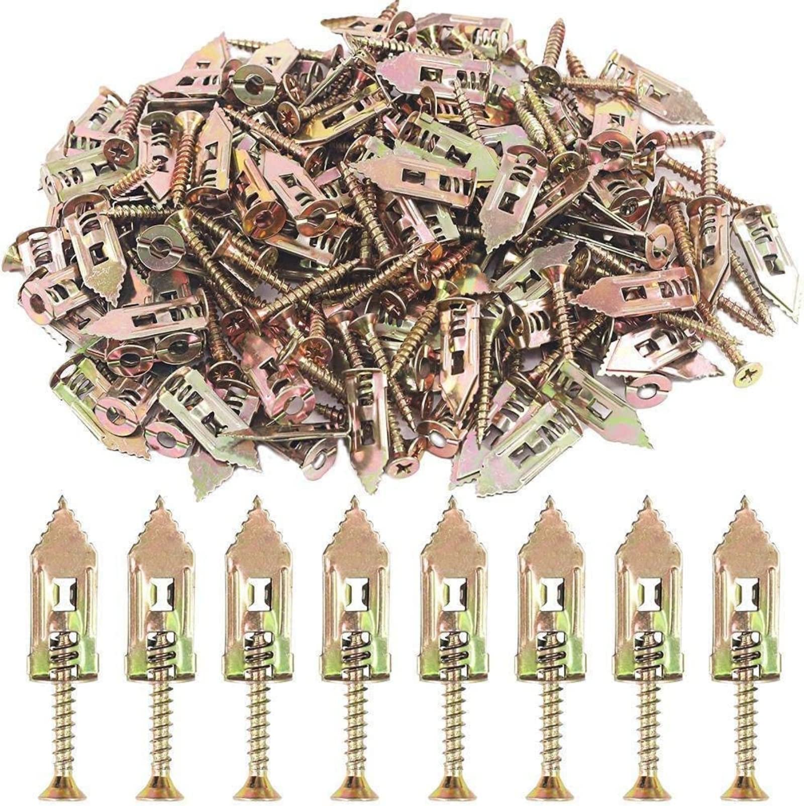 Snokay Metal Self-Drilling Anchor Kit For Plasterboard Fixings | 100pcs 12x30mm Hammer Drive Anchors | Plated Plasterboard Fixings | Perfect For TV,