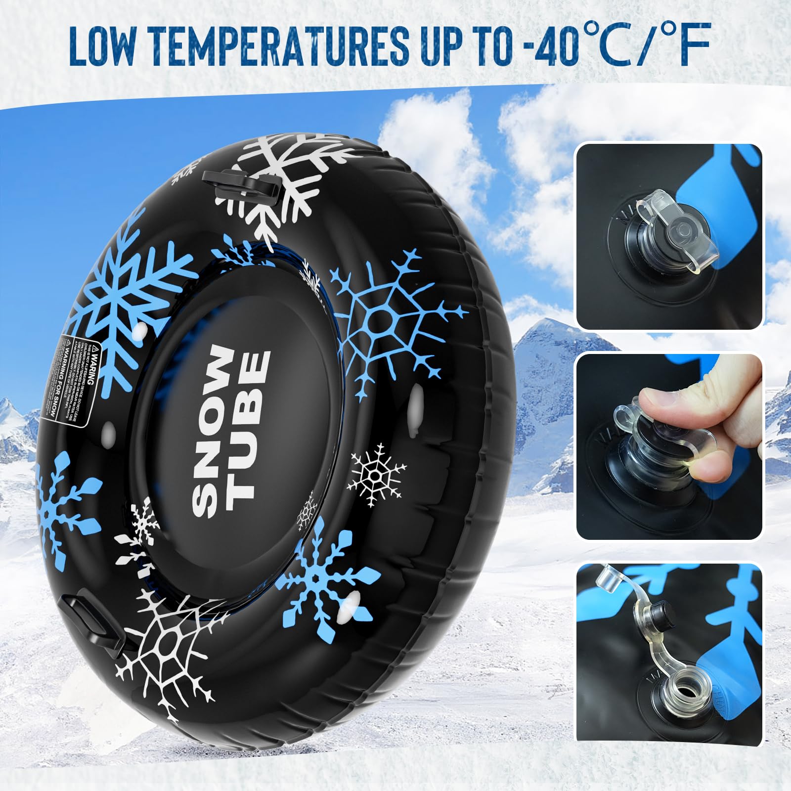 Tubo de nieve inflable de 45 pulgadas con asas, 0.6 mm de grosor, trineo resistente para niños y adultos