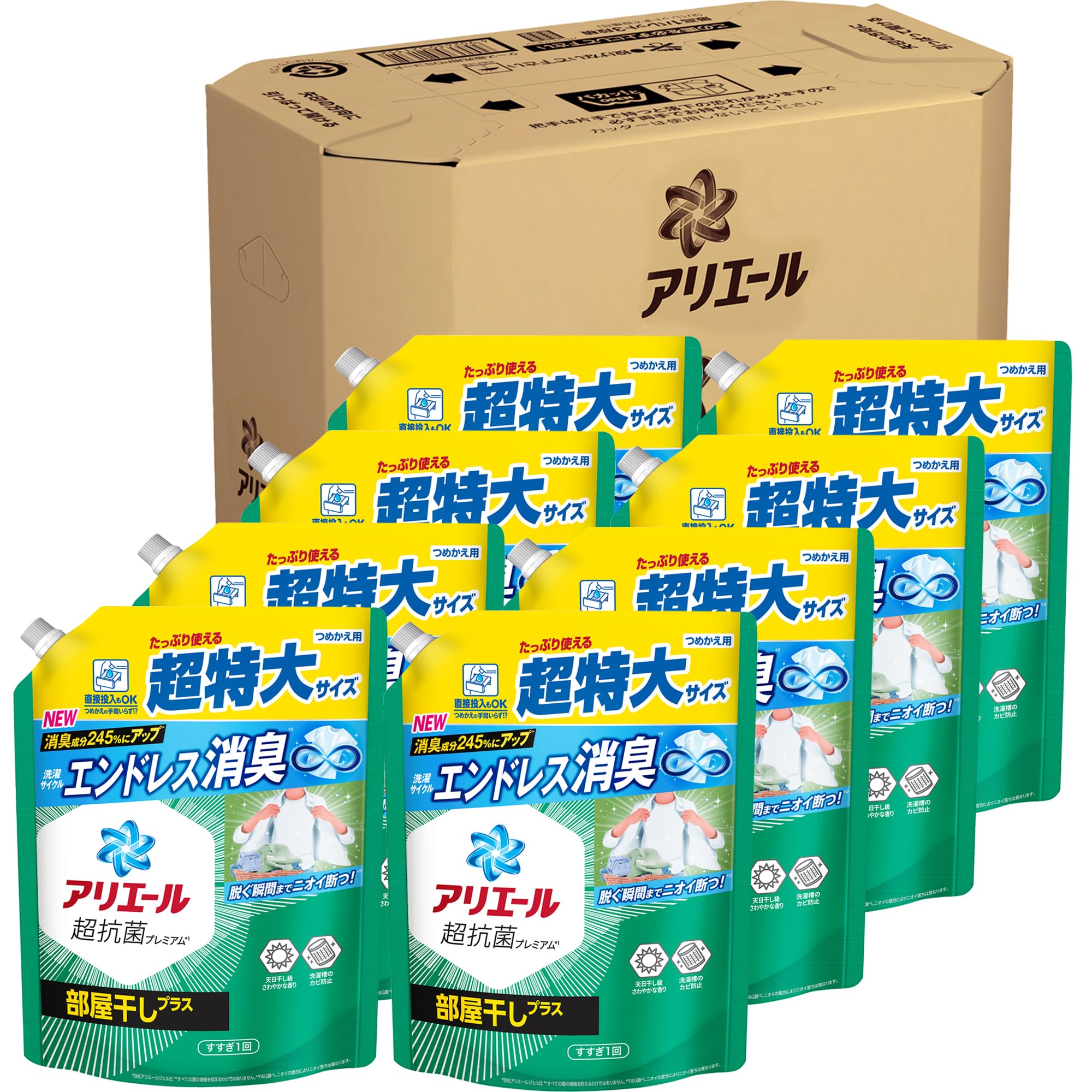 Amazon | アリエール 洗濯洗剤 液体 部屋干しプラス 詰め替え 815g×8袋