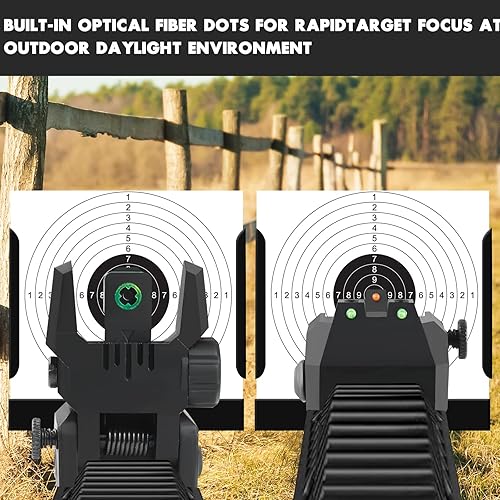 Miniatura 5 de Miras de fibra óptica, miras de respaldo delanteras y traseras abatibles con puntos de fibra óptica verdes y rojos, mira frontal ajustable sin