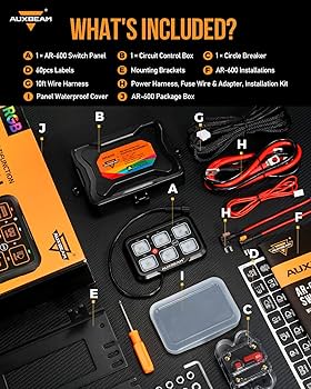 Amazon.com: Auxbeam 6 Gang Switch Panel Bluetooth RGB AR-600 with