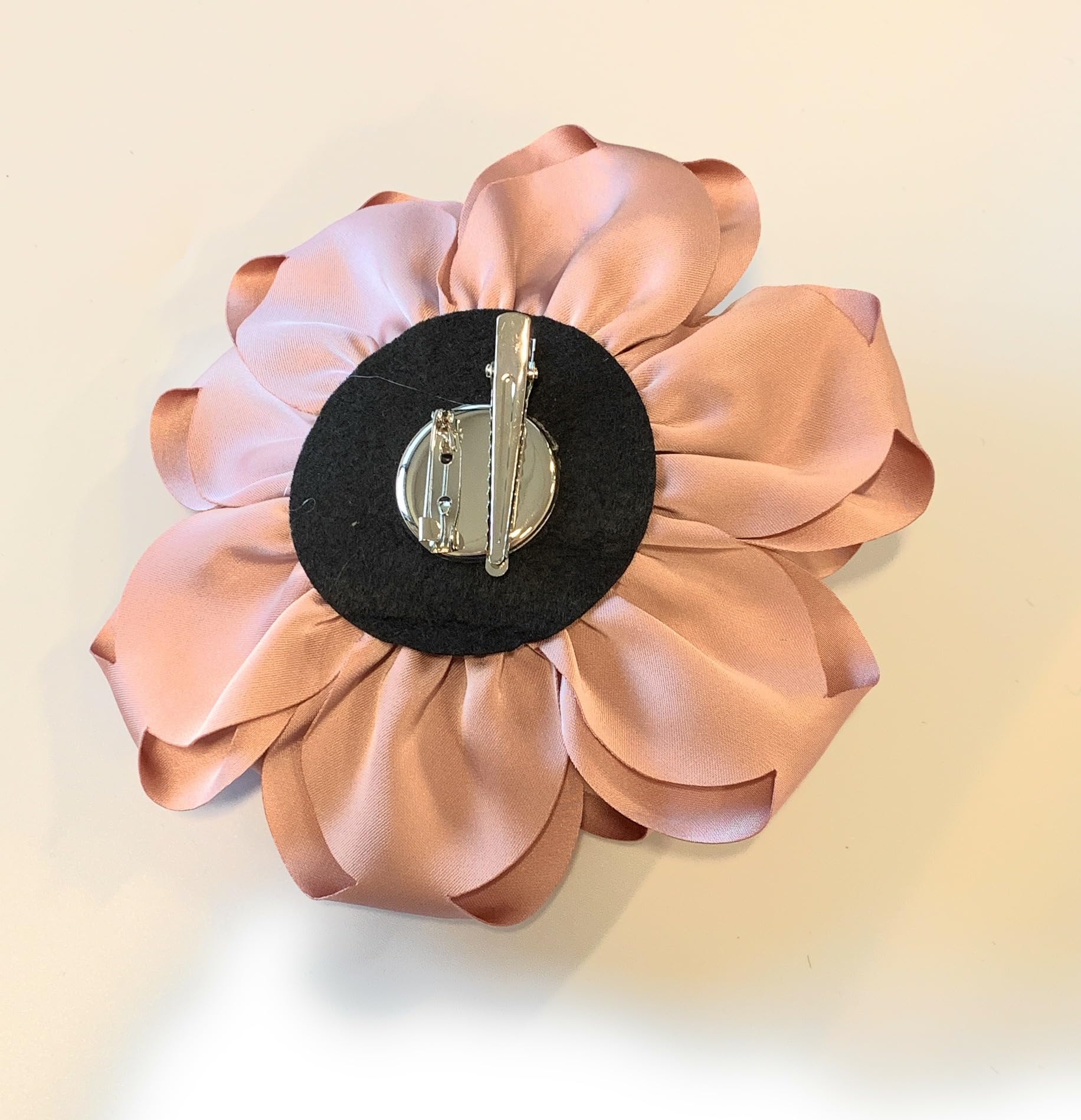 Large Rose Fascinator Corsage Hair Clip and Brooch Pin, Satin Flower, Multi-Colour Options (Dusty Pink) - Image 2