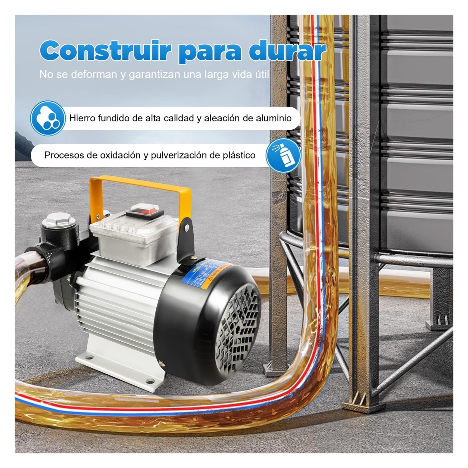 Bomba Diésel De 230 V Con Conexiones, Abrazaderas Y Filtro, Aceite Eléctrica Autocebante, Motor Sin Escobillas, Portátil Mano TráFico Intenso