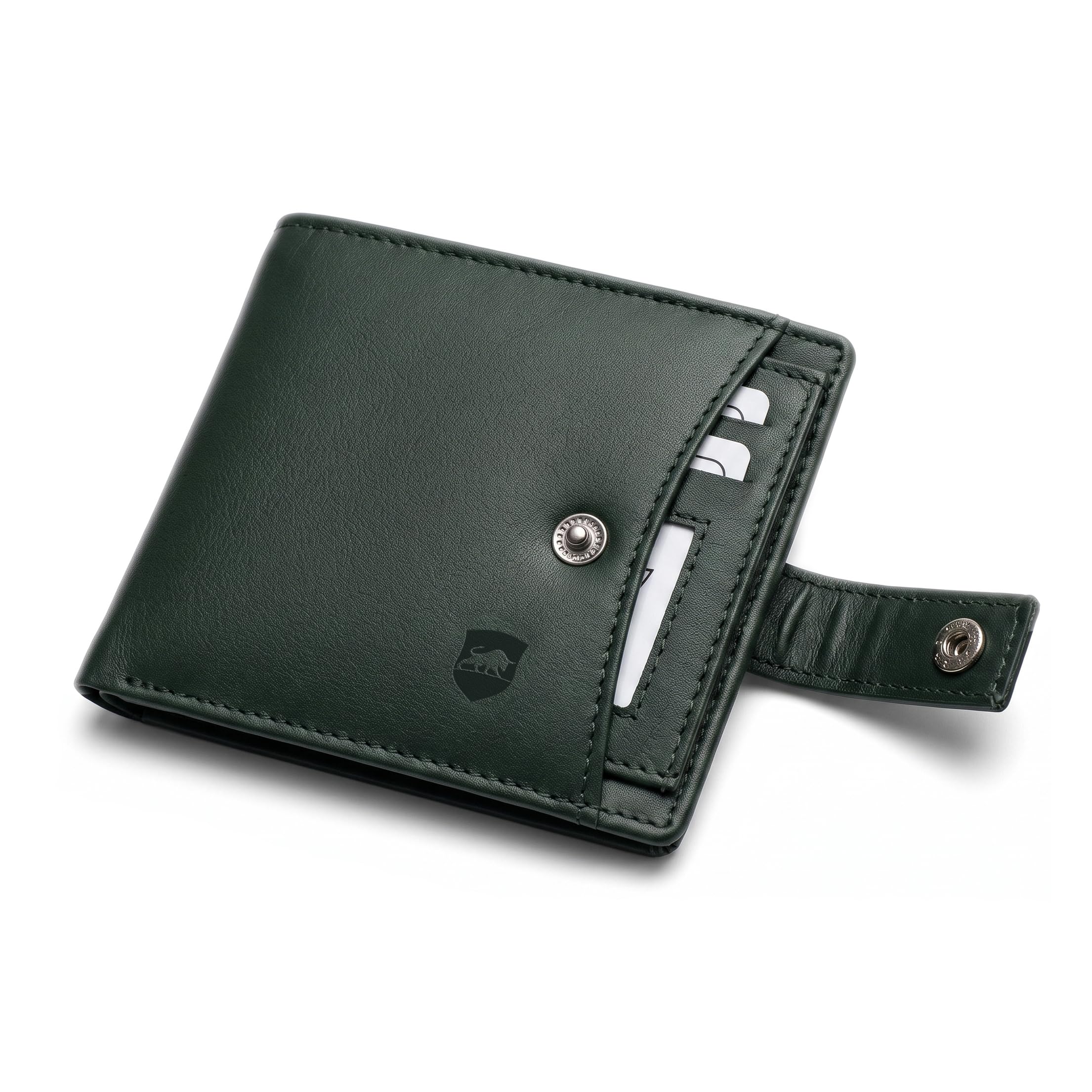 samtroh Lup Button Closer Leather RFID Protected Wallet for Men | Multiple Card Slots | 2 Dedicated Cash Compartment & Secret Compartments | 1 Coin Pocket (Dark Green)-picture-18