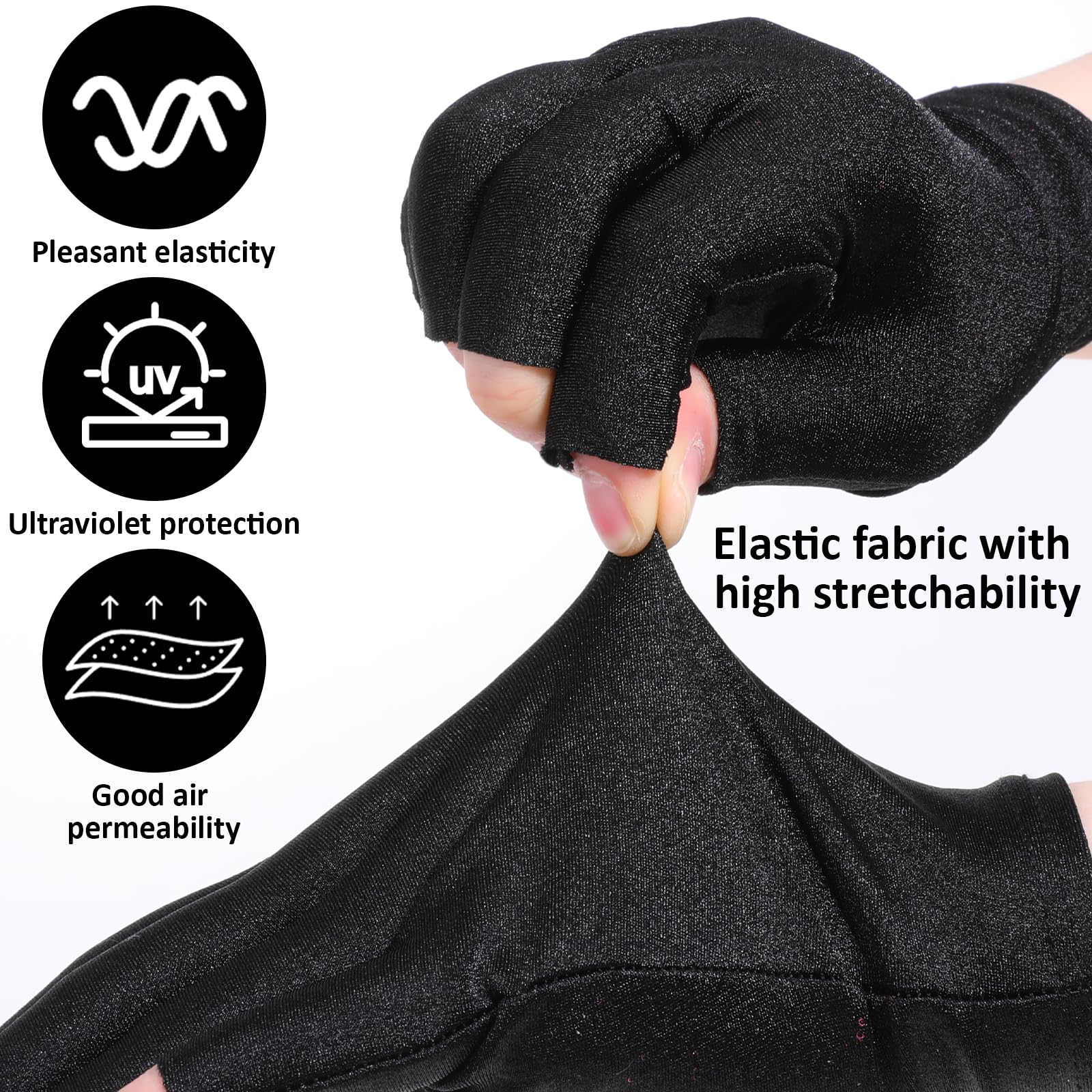 TIESOME Lot de 3 paires de gants de protection UV en gel pour manucure et nail art, respirants et extensibles, adaptés pour le salon ou l'extérieur