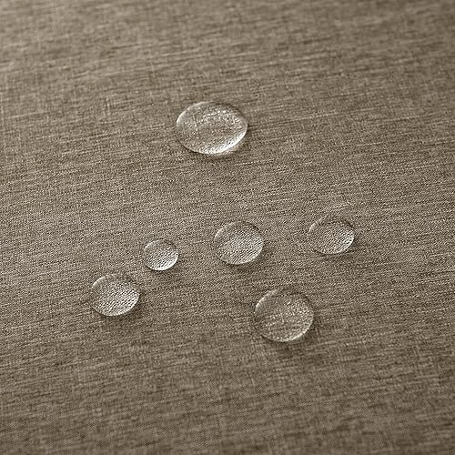 Miniatura 5 de Qidordour Mantel redondo de 70 pulgadas de diámetro, mantel de lino sintético, resistente al agua, a prueba de derrames, lavable, de poliéster, para