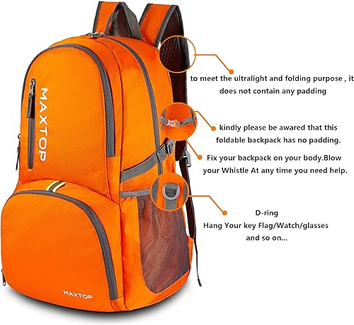 Miniatura 10 de MAXTOP Mochila ligera y plegable de 4050 L para senderismo, viajes, campamento, resistente al agua, plegable, para viajes al aire libre