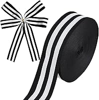 Vista 21 de Cinta de alambre con rayas blancas y negras - 1.5 pulgadas x 10 yardas, cinta de primera calidad para envolver regalos, decoración navideña