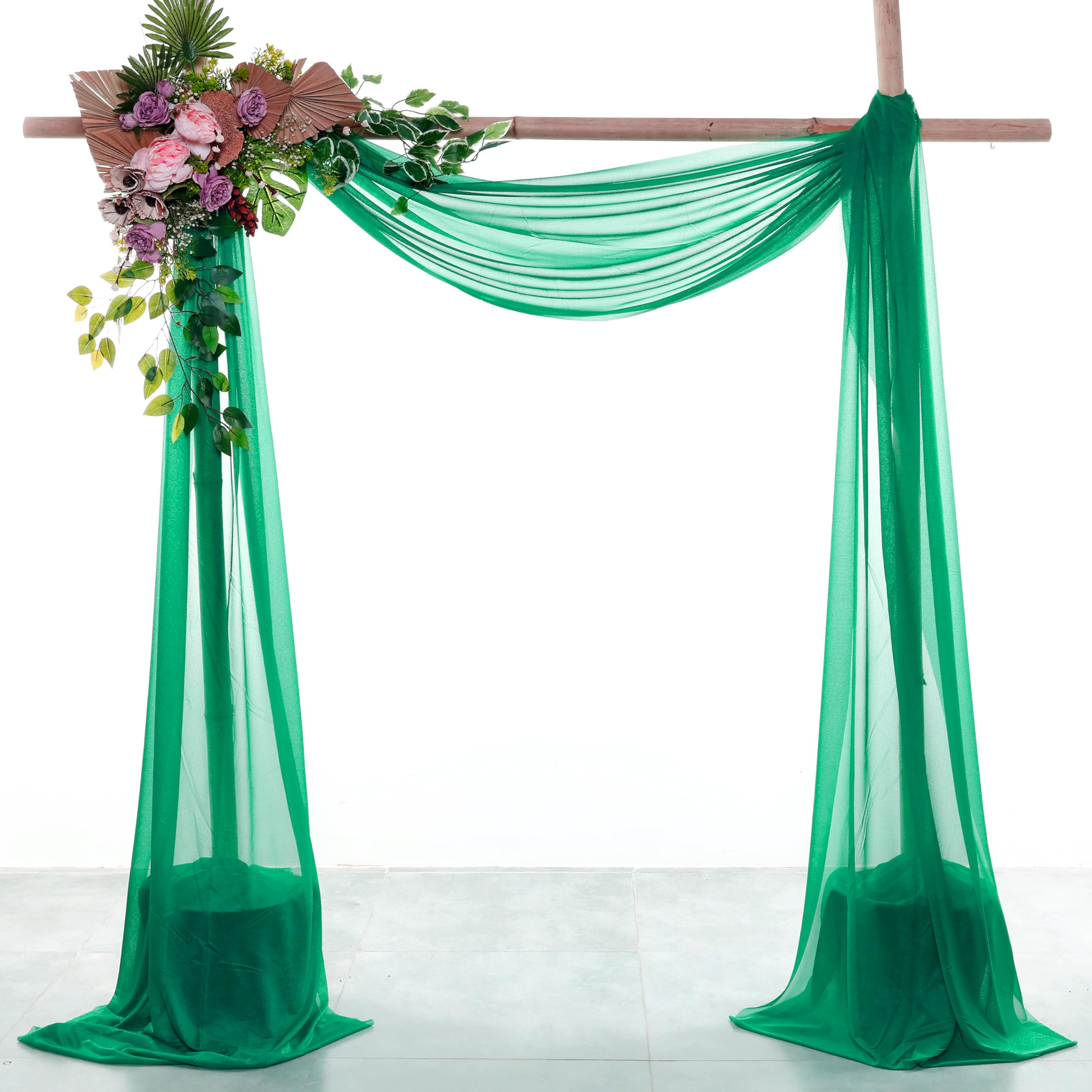 VDS Pack of 1 Panel (30 Inch X 20 Feet) Wedding Arch Draping Fabric Sheer Chiffon Fabric Drapery for Wedding Ceremony Reception Swag Backdrop Canopy Chuppah ARBO Altars Decoration (Emerald) โ image 1