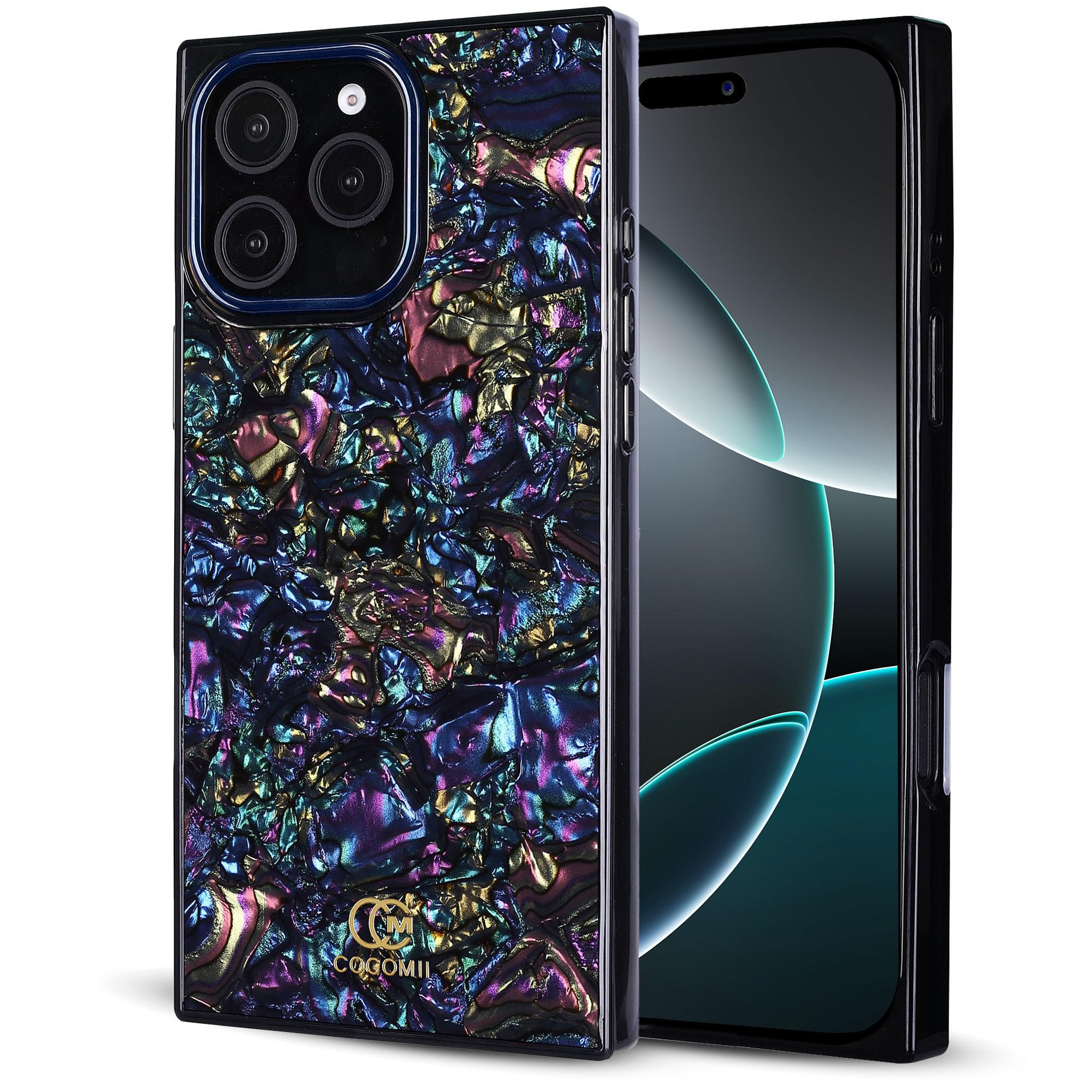Cocomii Rectangle Case Compatible with iPhone 16 Pro Max - Compatible with MagSafe, Luxury, Slim, Glossy, Opalescent Pearl, Iridescent Glitter, Easy to Hold, Anti-Scratch, Shockproof (Abalone)