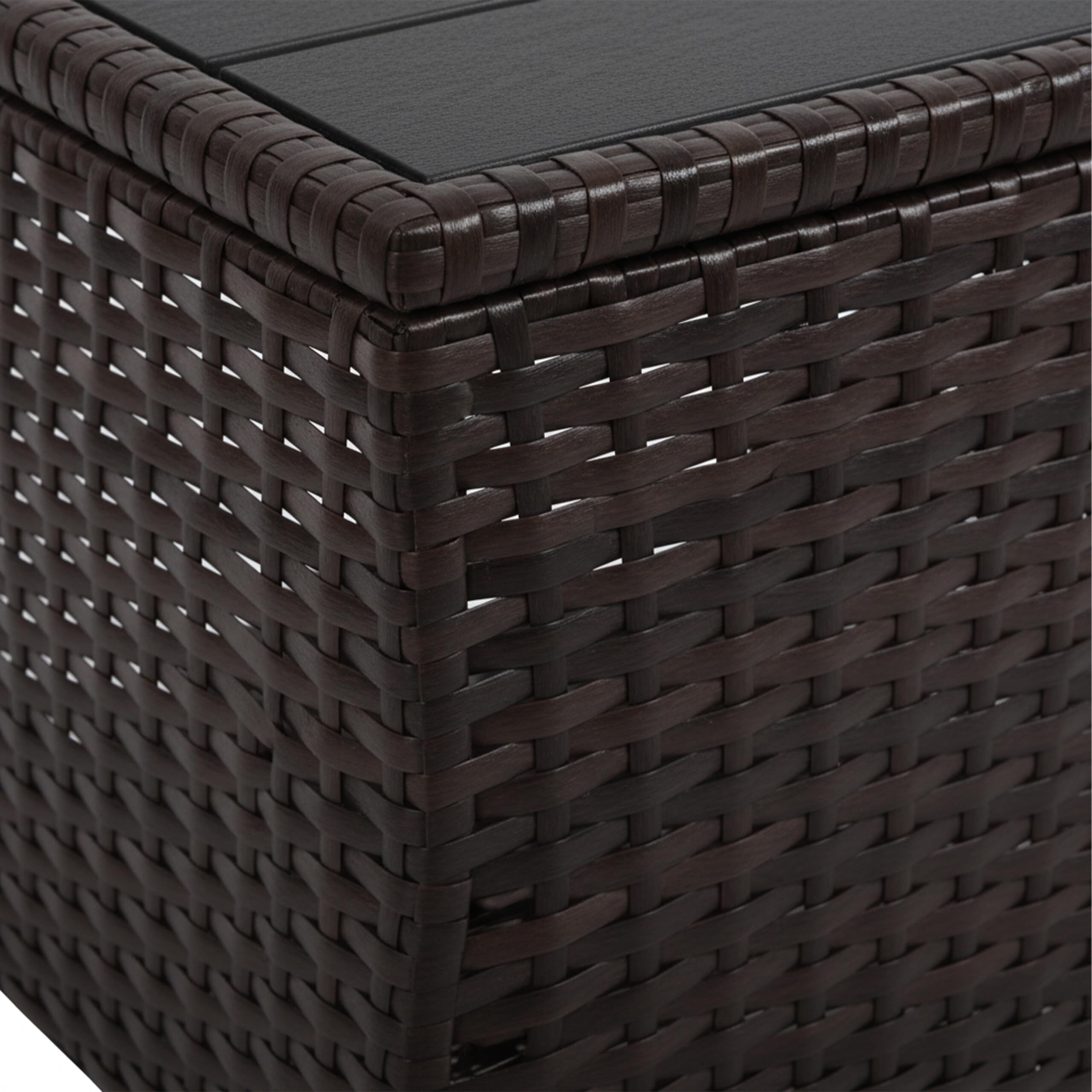 Relaxdays Table de Balcon carrée, H x L x P 40 x 45 x 45 cm, polyrotin/WPC/Acier, Marron, pour extérieur