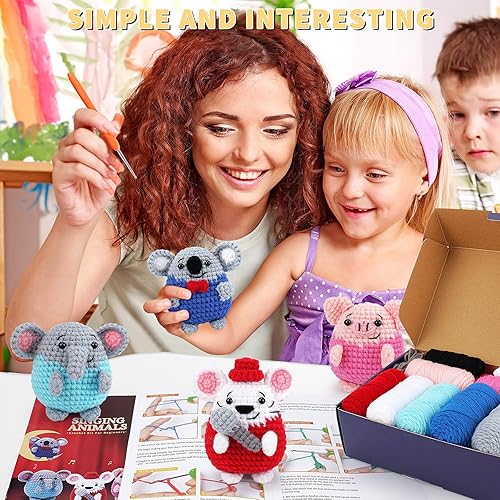 Miniatura 4 de Kit de ganchillo para principiantes  Kit de inicio de ganchillo de 4 piezas con tutoriales en video paso a paso, para adultos y niños  Elefante,