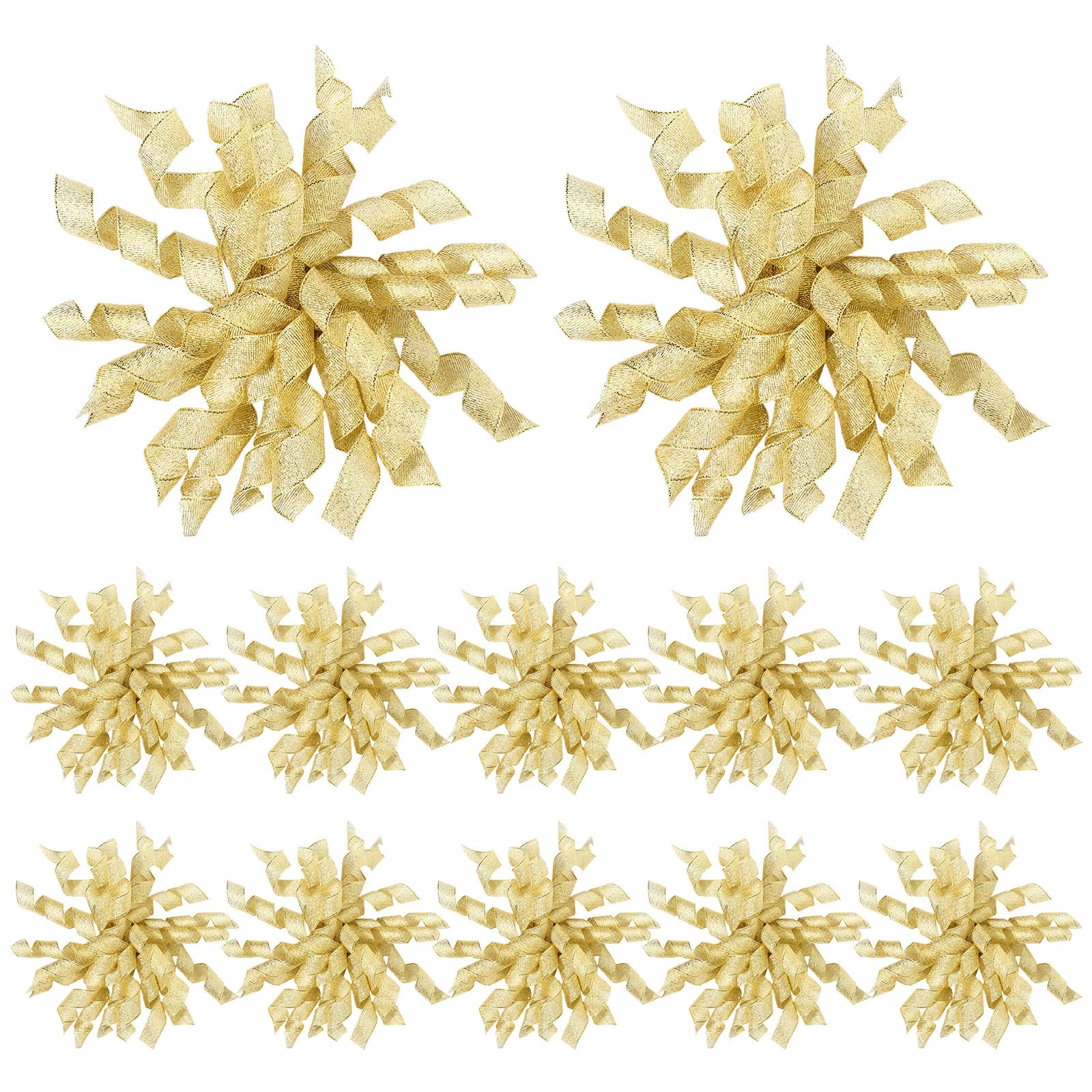 Xinnun 24 Pcs Bows for Gift Wrapping, 6 Inch Christmas Curly Burst Bow Self Adhesive Glitter Gift Bows for DIY Crafts Christmas Birthday Wedding Party