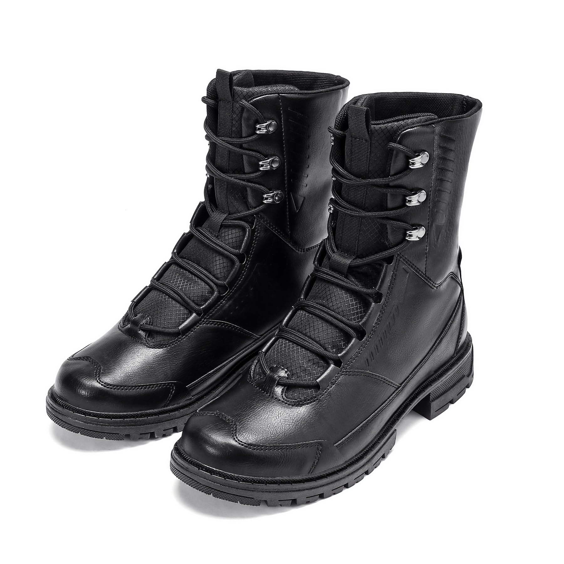 YOUTHUP Boots Herren Motorradstiefel mit Schnürung im Vintage | Rutschfest Wanderstiefel Casual Lederstiefel Robust Bequem Leichtes Outdoor Stiefel für Alltag Motorrad Wandern