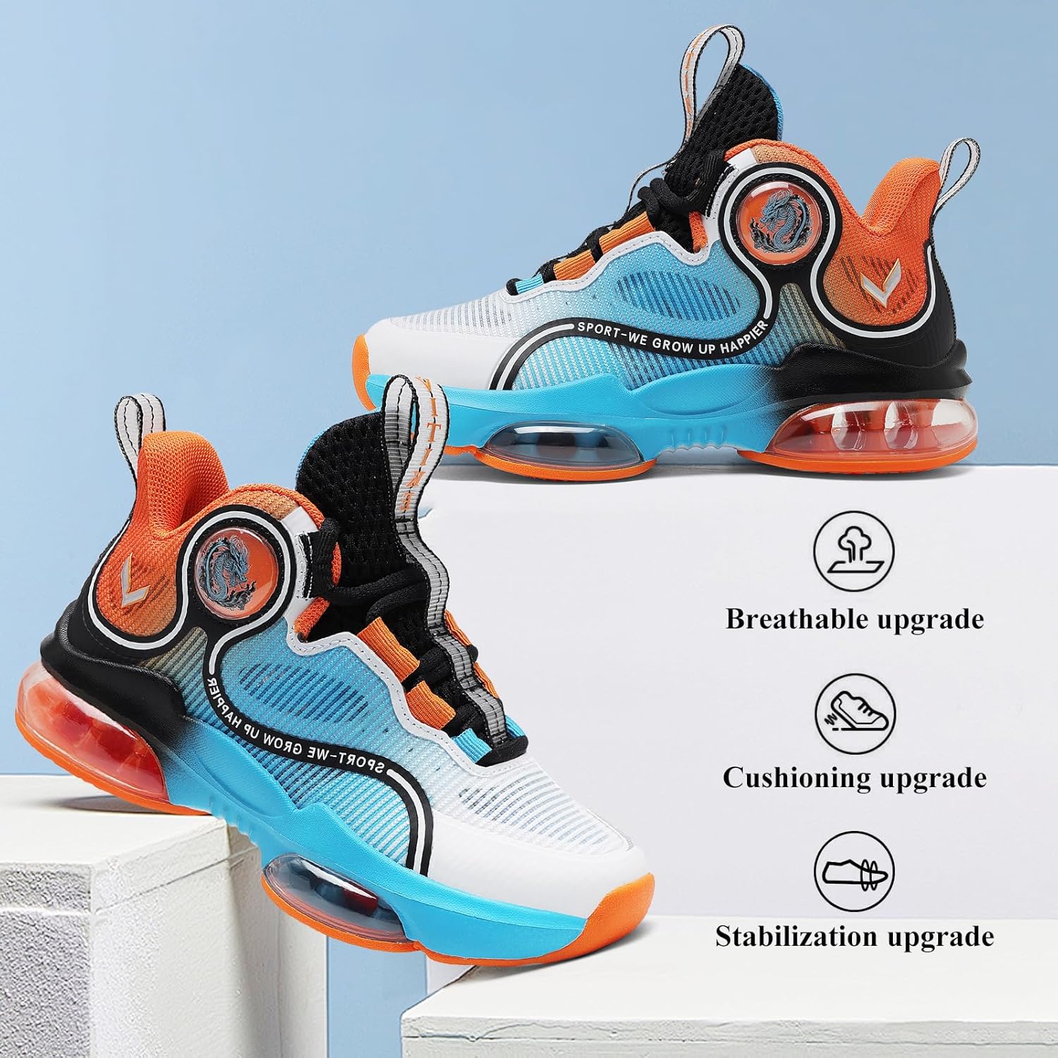 JMFCHI Kids Basketball Shoes High-top Sports Shoes Sneakers Durable Lace-up Non-Slip Running Shoes Secure for Little Kids Big Kids and Boys Girls - Image 3