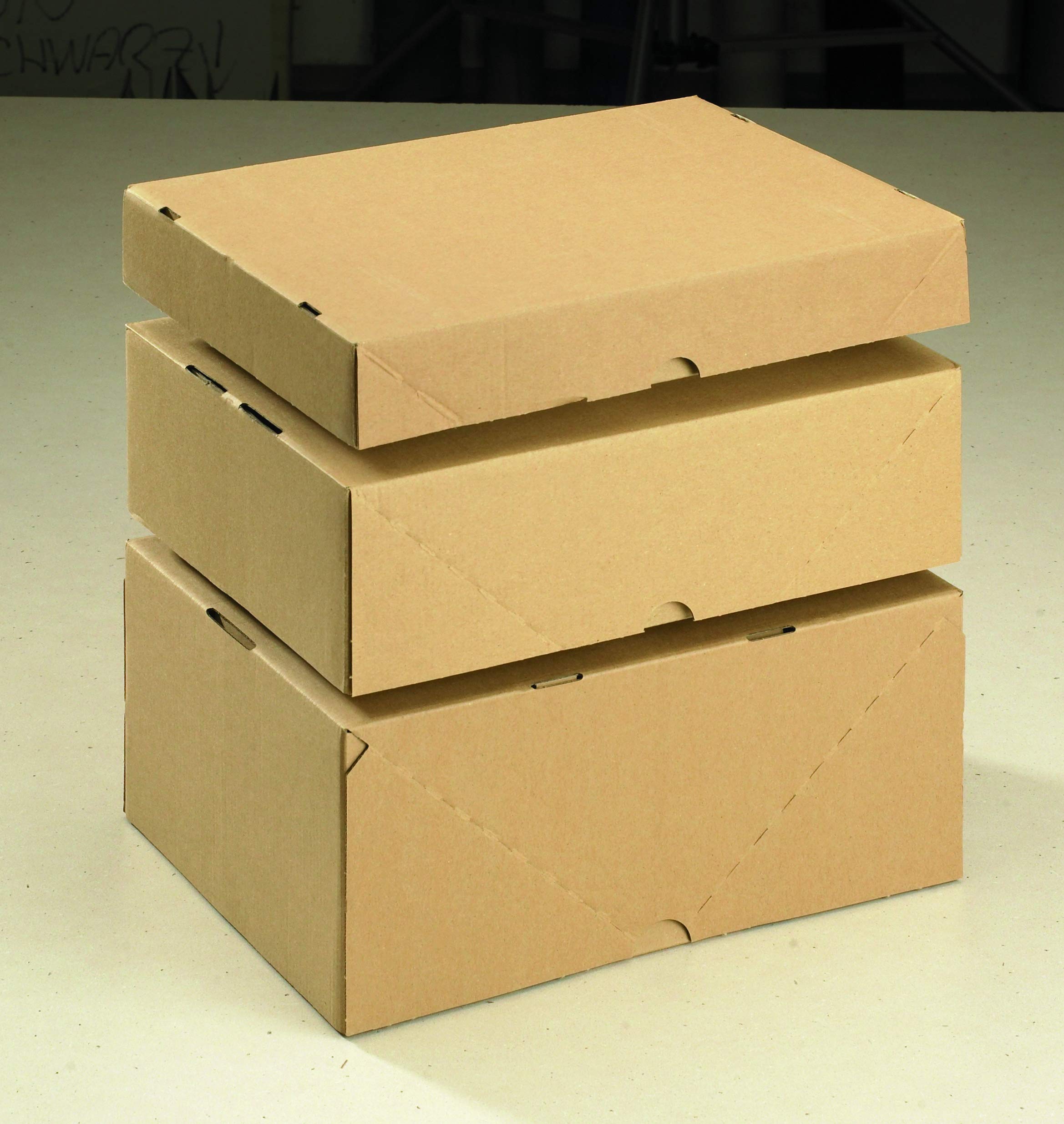 Stülpkarton DIN A4 aus Wellpappe, braun PC K12.05 Außenmaß 310 x 230 x 101 mm Innenmaß 308 x 220 x 100 mm 25 Stück im Bündel