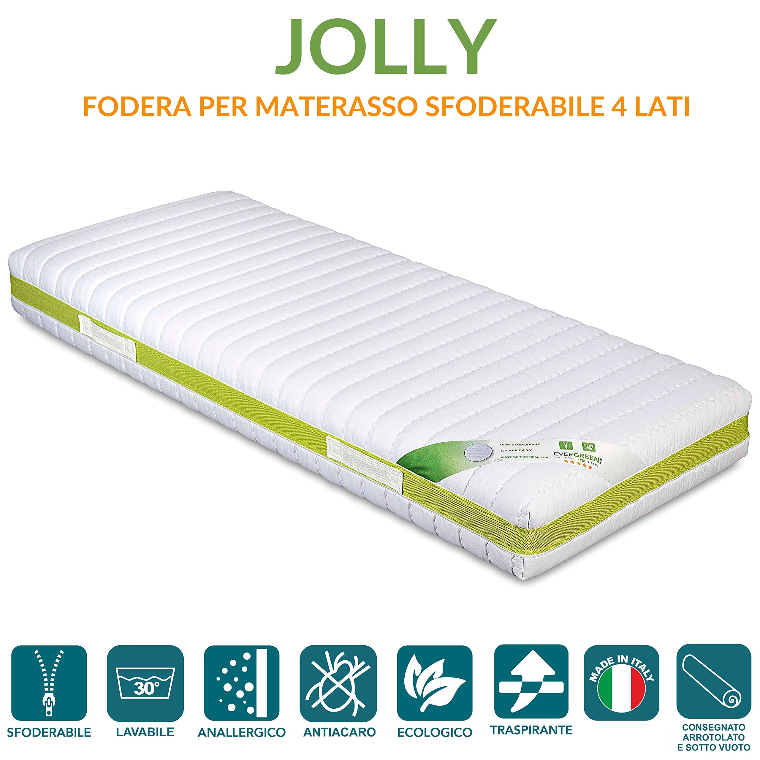 Evergreenweb – Funda para colchón Alto 24-26 cm, 120x190, Protector de colchón, Revestimiento Blanco desenfundable con Cremallera, cubrecolchón Acolchado hipoalergénico, Banda Transpirable, Lavable
