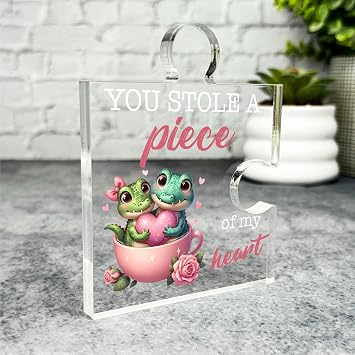 Custom Ornament Cute Crocodile Romantic Puzzle Plaque Keepsake Gift - Gift, Custom Present, Trinket, Keepsake Ornament, Acrylic Plaque, Home Decor Gift, Small, Unique Present