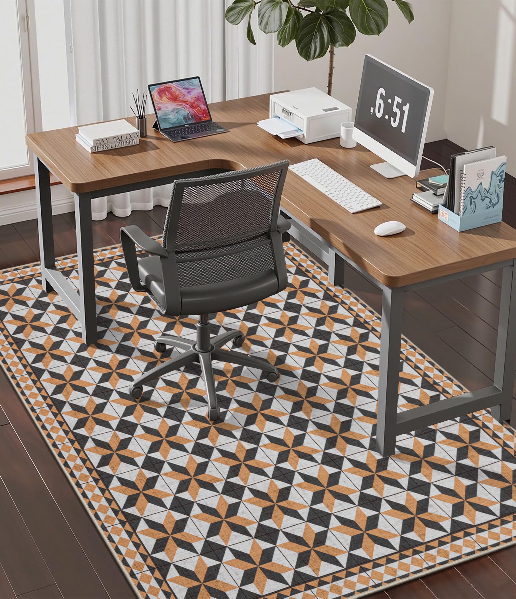 chakme Office Chair Mat for Hardwood Floor, 60"x45" Easy Glide Computer Desk Mat Protector for Rolling Chair Under Desk Rug Nonslip Backing, Machine Wash, (Plaid)
