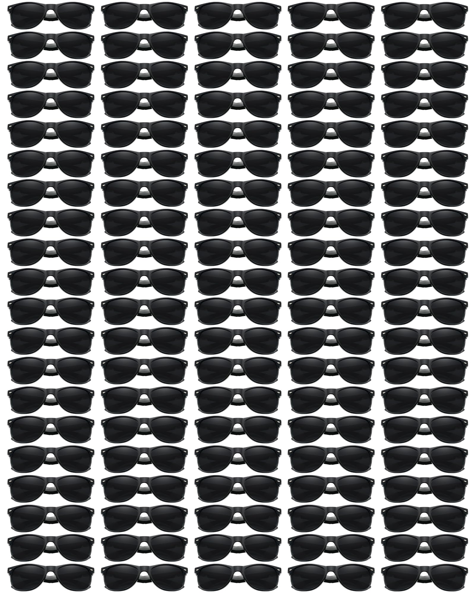 Lot de 48/100 lunettes de soleil carrées en vrac pour adultes Unisexe 70 80 90 Doré/blanc/noir, 100 Noir, Medium