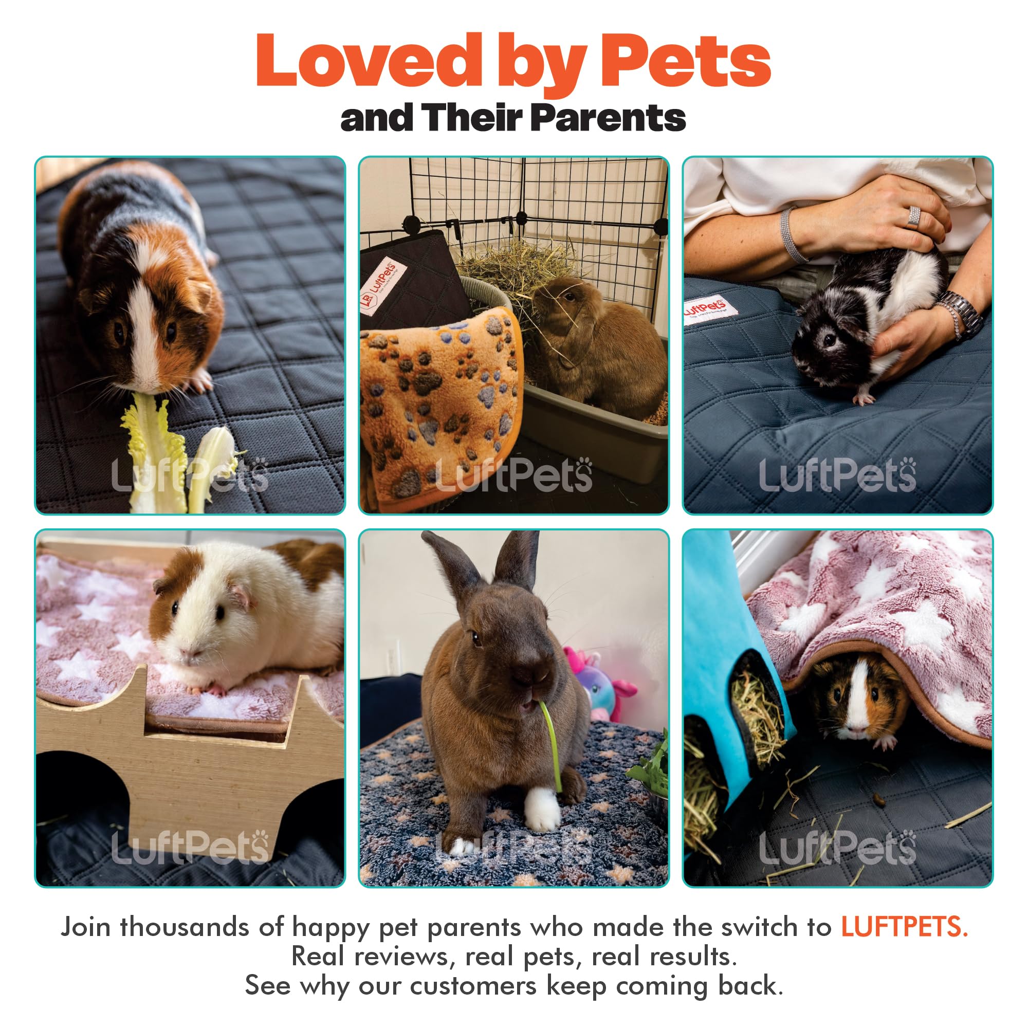 LUFTPETS Meerschweinchen-Käfigeinlagen, waschbar, Midwest Pads & Fleece-Matten, 5 Stück