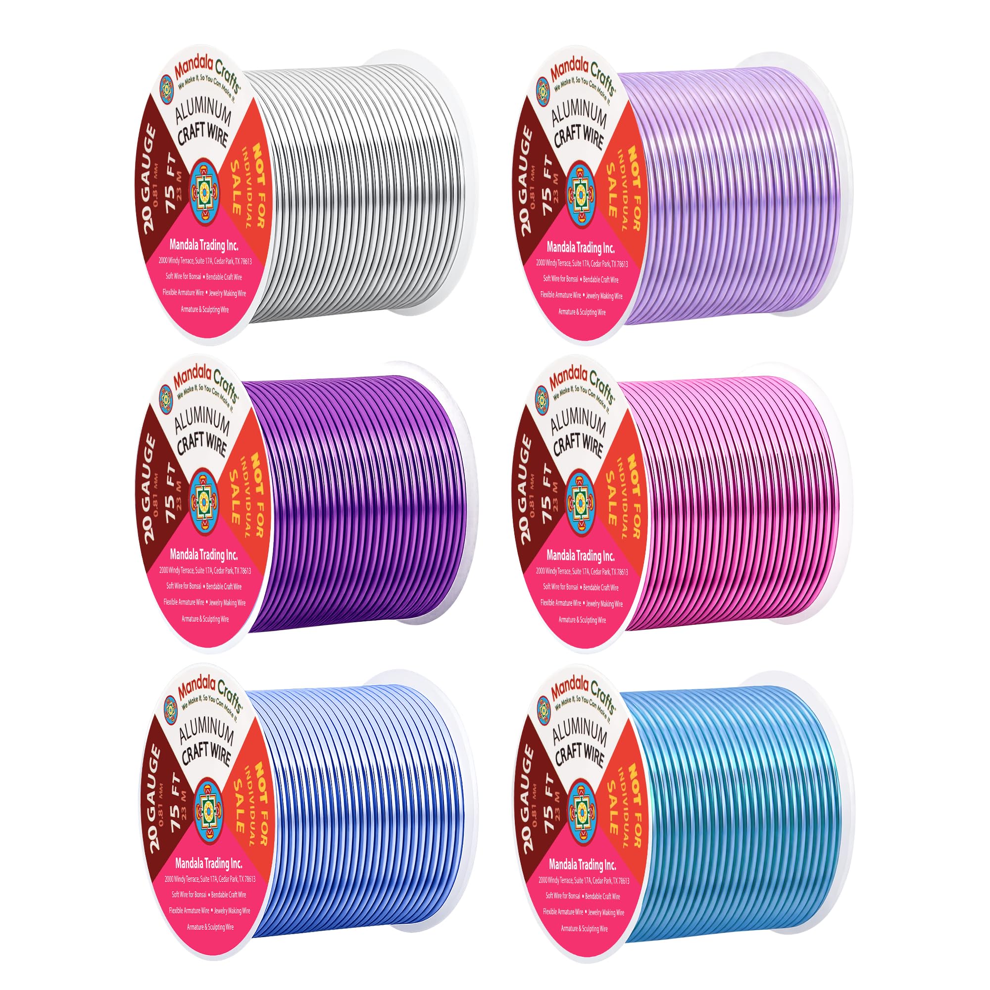 Mandala Crafts 20 GA Turquoise Pink Assorted Anodized Aluminum Craft Wire