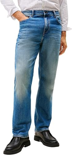 Tommy Hilfiger Vaqueros Hombre Relaxed River Straight Leg, Azul (Sanford Blue), 