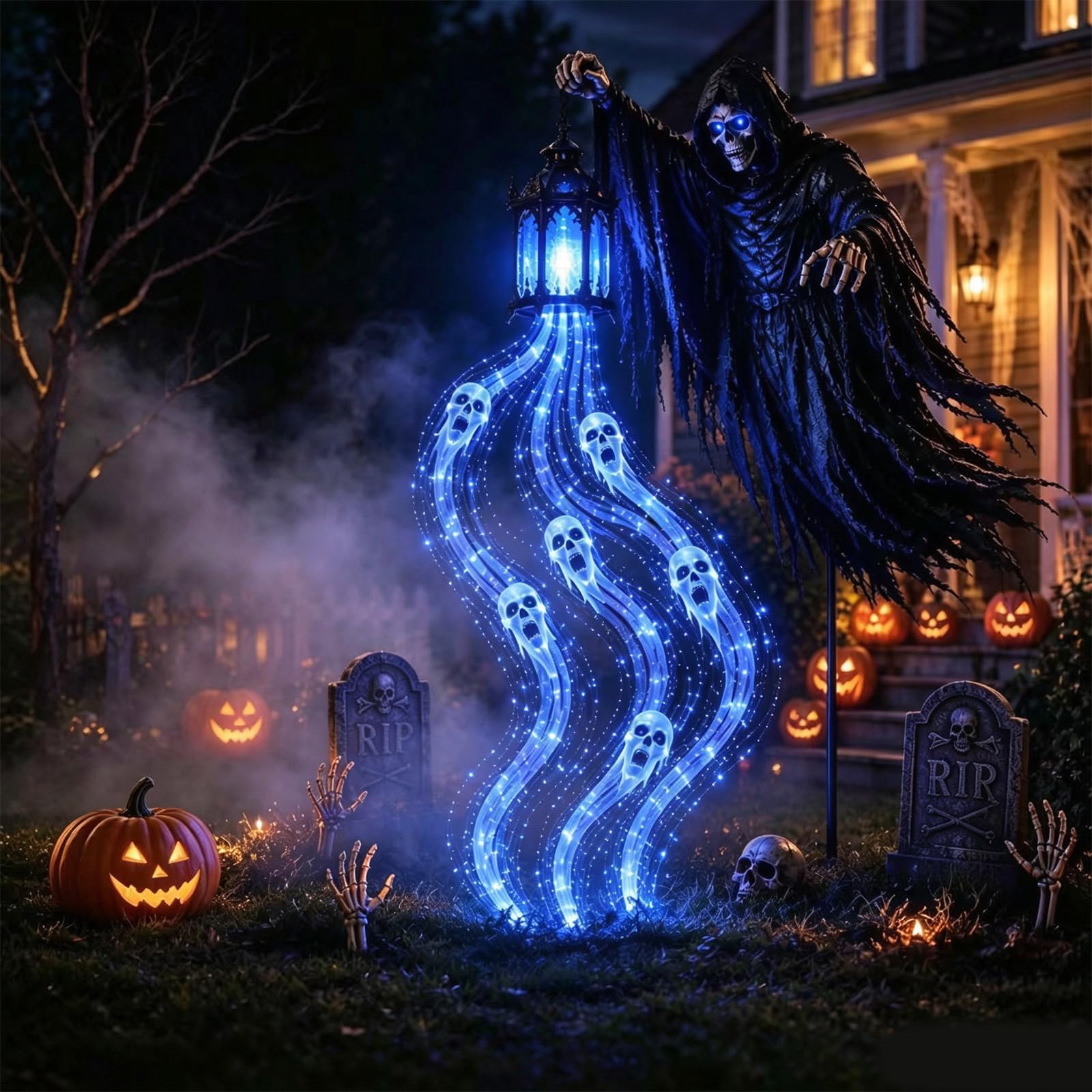 Halloweenowe posągi Spirit Of Reaper Lampa cieplejsza Decor