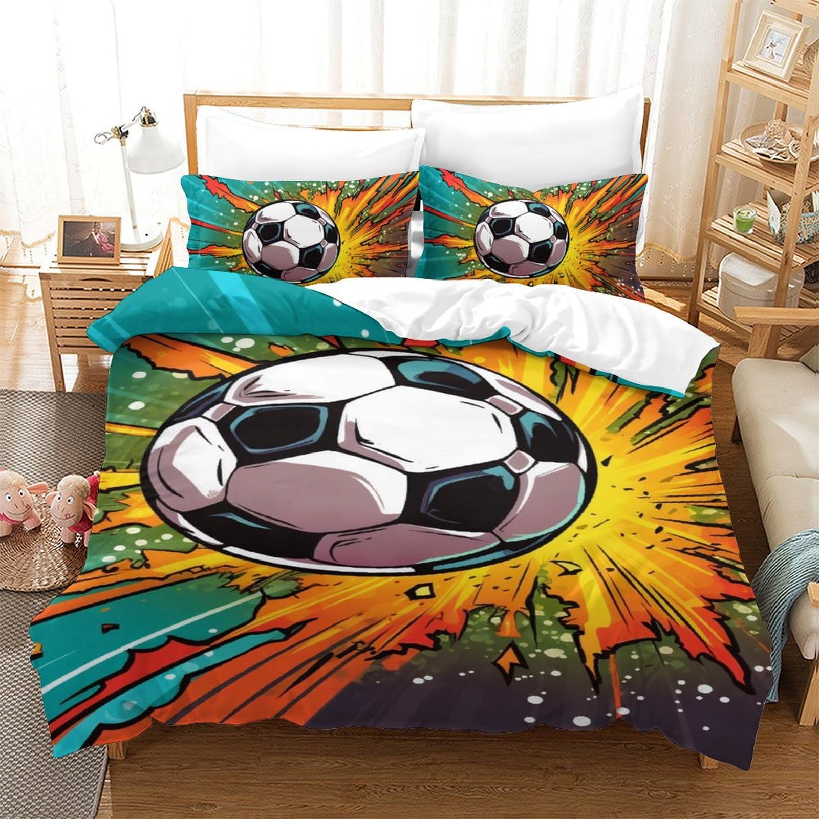 Football parure de lit respirante et housse de couette super douce 140x200cm