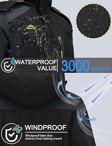 Miniatura 2 de TACVASEN Chaqueta de esquí de invierno para hombre, abrigo de nieve impermeable, forro polar, parka cálida con capucha