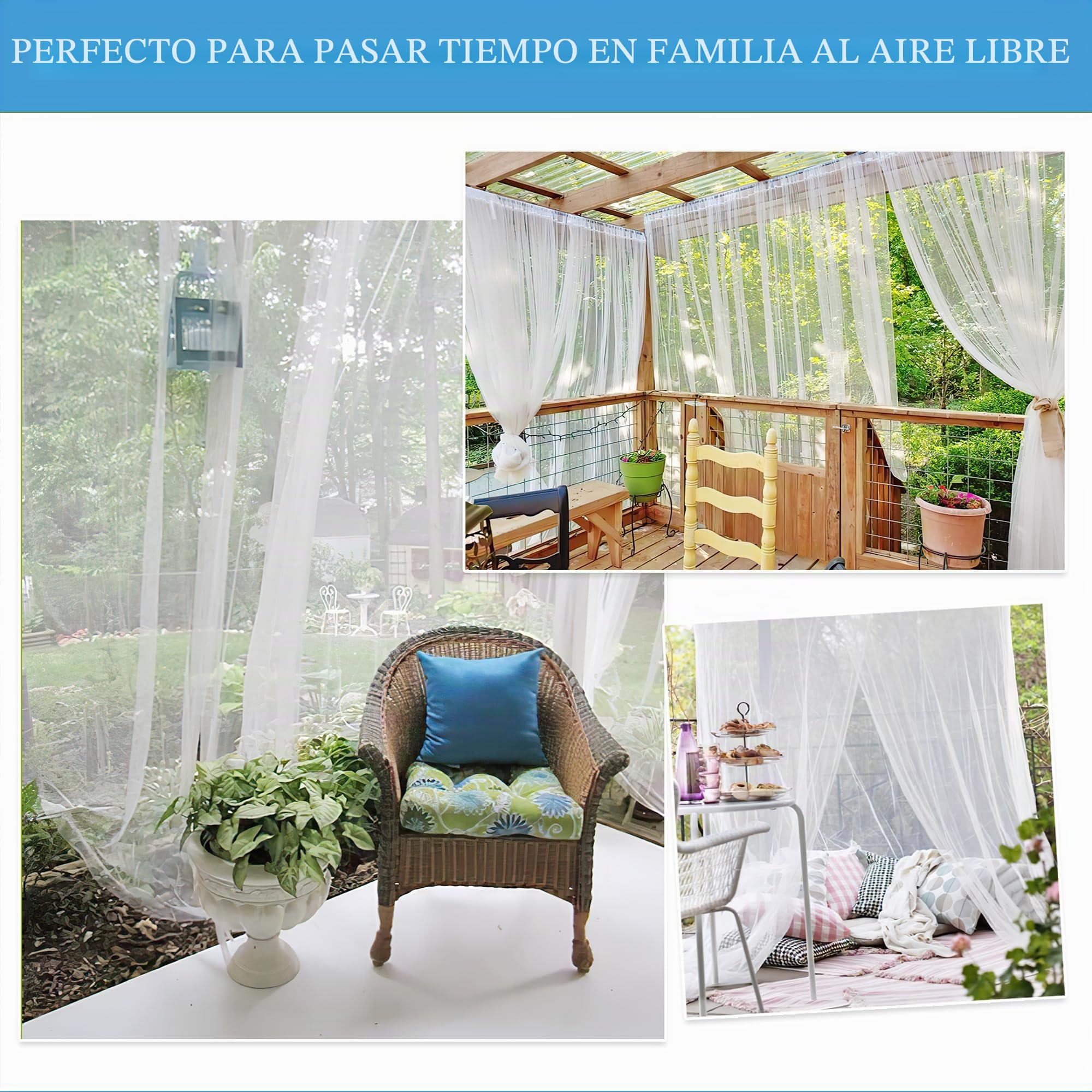 PONY DANCE Mosquiteras Impermeable para Pergolas de Jardin 2 Piezas