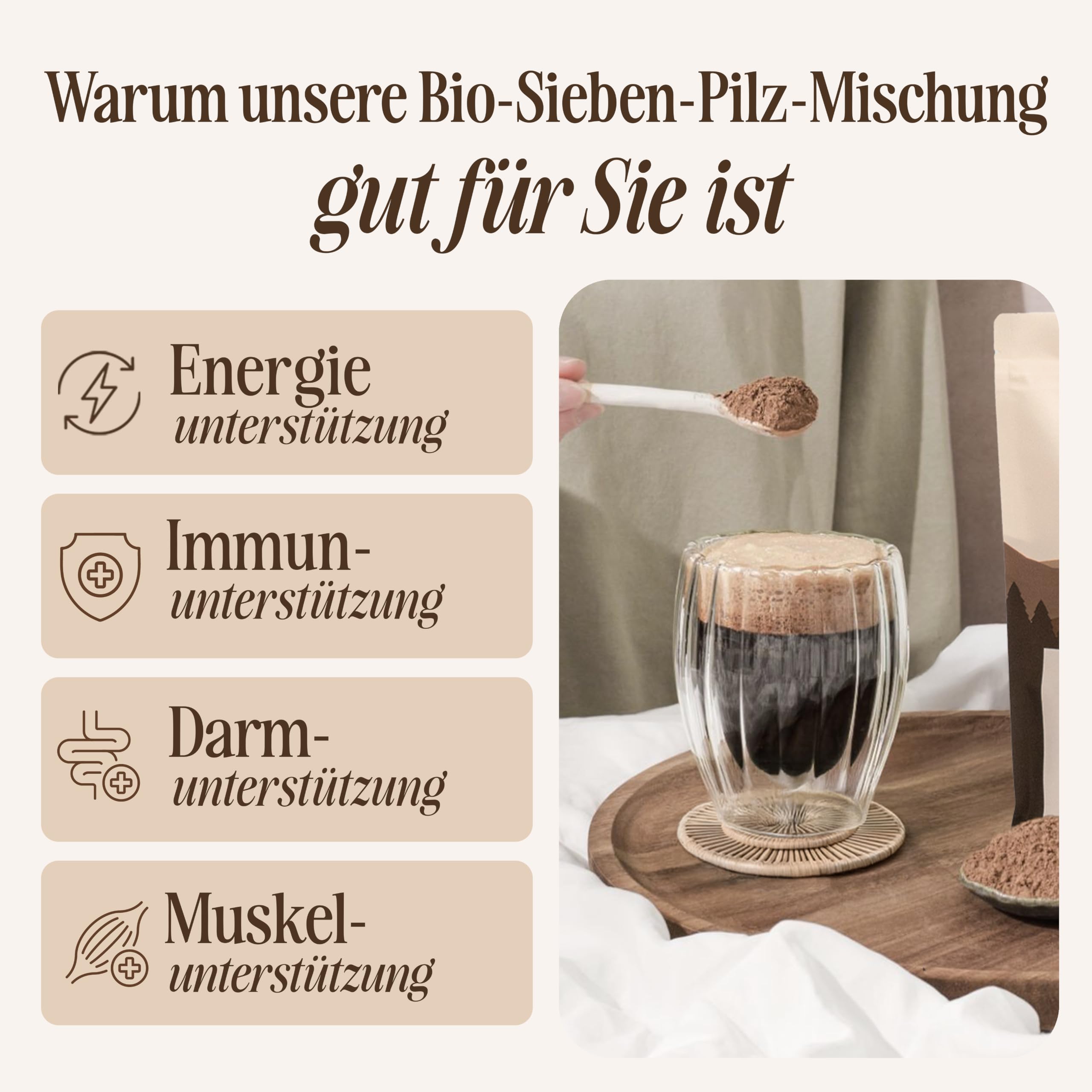 Sevenhills Wholefoods Bio 7 Pilz Pulver 500g, Löwenmähne, Reishi, Chaga, Cordyceps, Shiitake, Maitake, Tremella