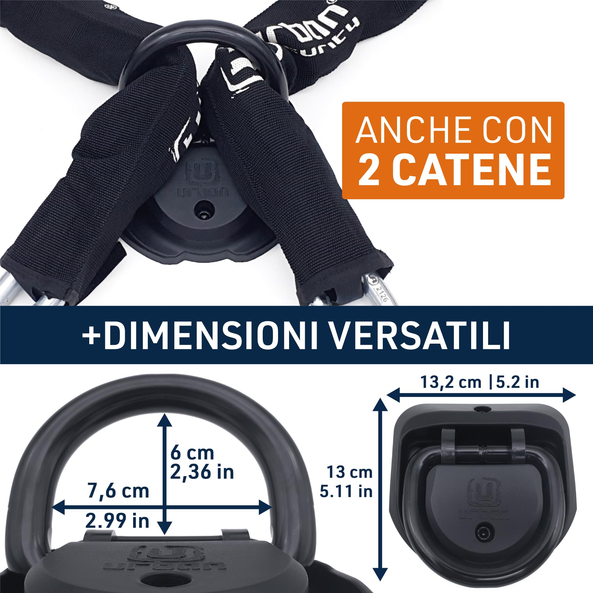 URBAN UR56 Ancoraggio Sicurezza Pavimento/Parete, Anello Più Spesso ø16 Inclinabile Acciaio Resistente, Viti Fissaggio, Tappi Espansione, Antifurto Garage Moto Parcheggio, Bicicletta Blocco Ancora