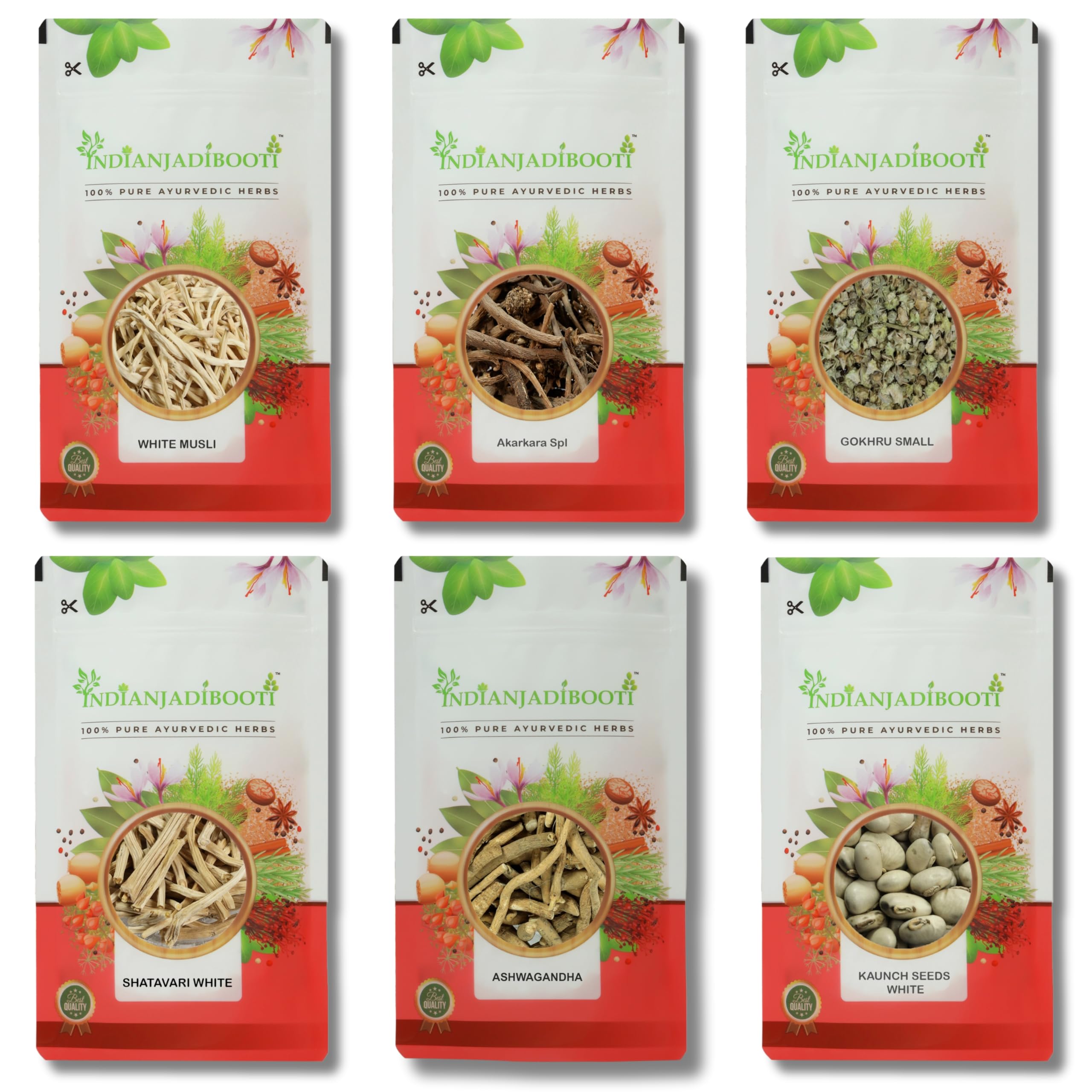 Indian Jadi Booti [ASHWAGANDHA-100G, SAFED MUSLI-100G, AKARKARA-50G, SHATAVARI WHITE-50G,CHHOTA GOKHRU-100G, KAUNCH BEEJ SAFED-100G] Combo Pack Raw (B0B59WGTH5) Amazon Price History, Amazon Price Tracker