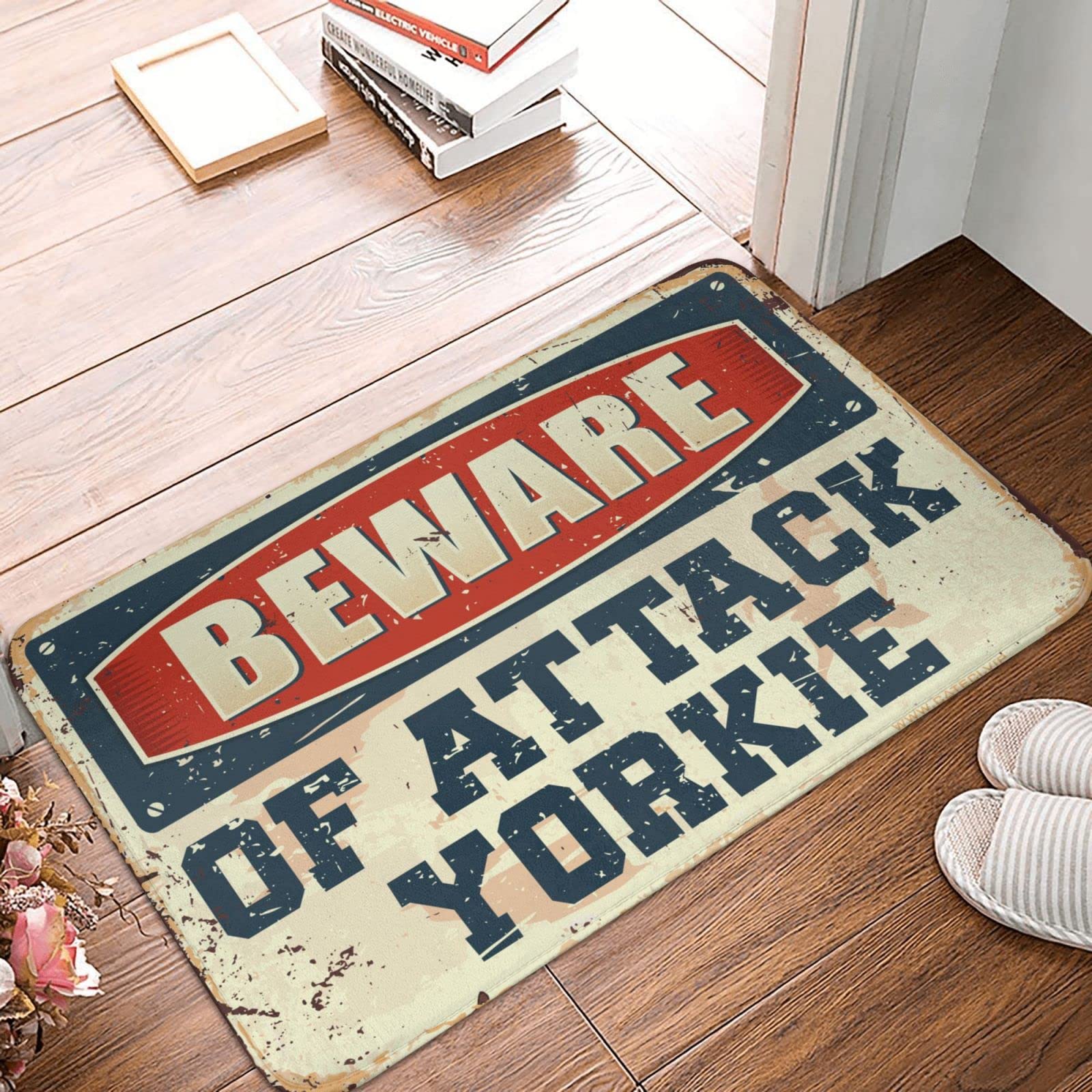 Tapis Beware Of Attack Yorkie COTECI meuble man cave et déco porche