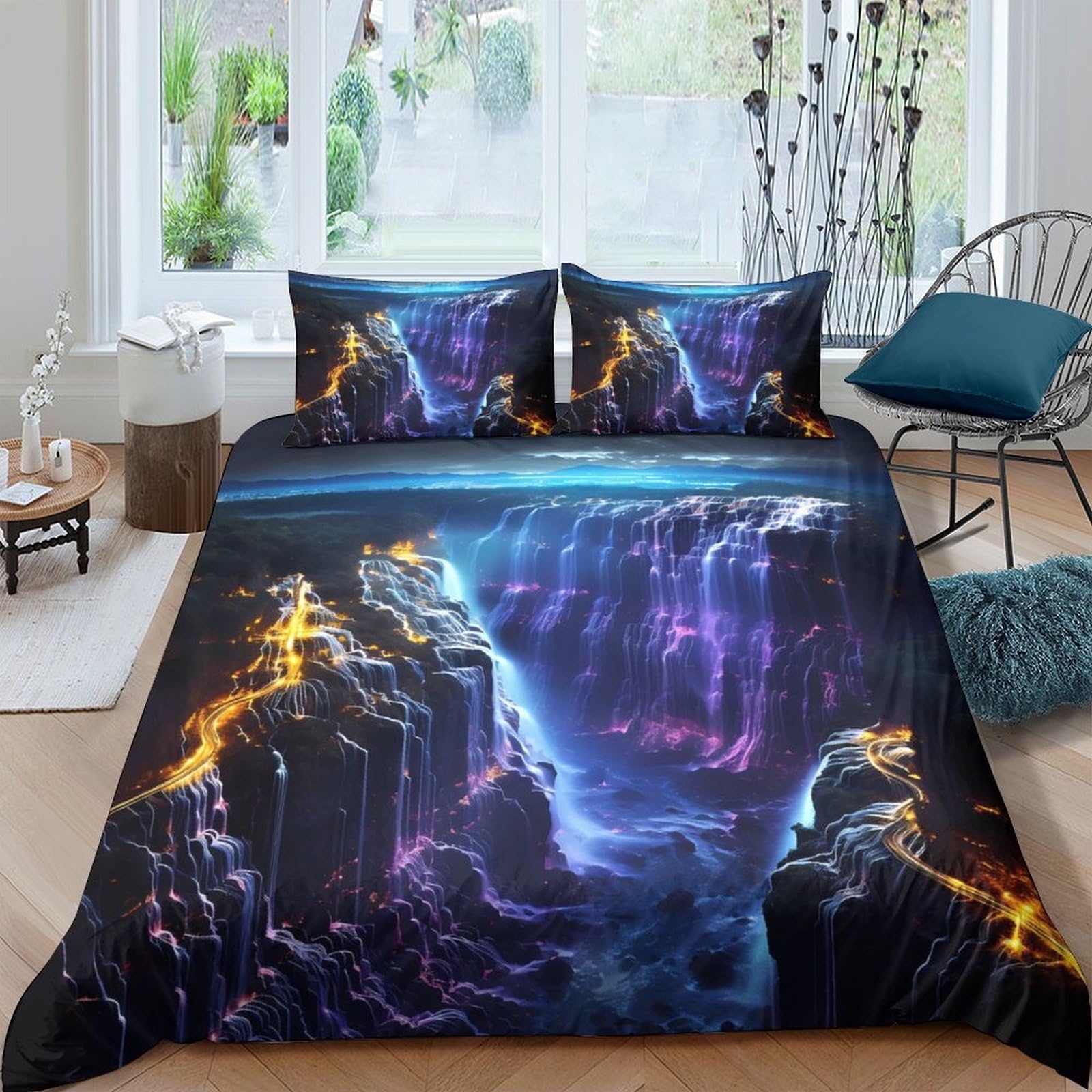 Ctjqhvkz Style-10 3D Printed Dreamy Canyon Fitted Sheet Microfiber Soft Breathable Aurora Mattress Cover For Bedroom Dorm Decor Single（135X200cm）