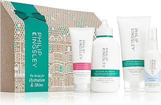 Philip Kingsley Hydration & Shine Haircare Gift Set Moisture Balancing Shampoo and Conditioner, Deep-Conditioning Hair Mask and Heat Protection Spray Hydrates Conditions Nourishes Adds Shine to Hair