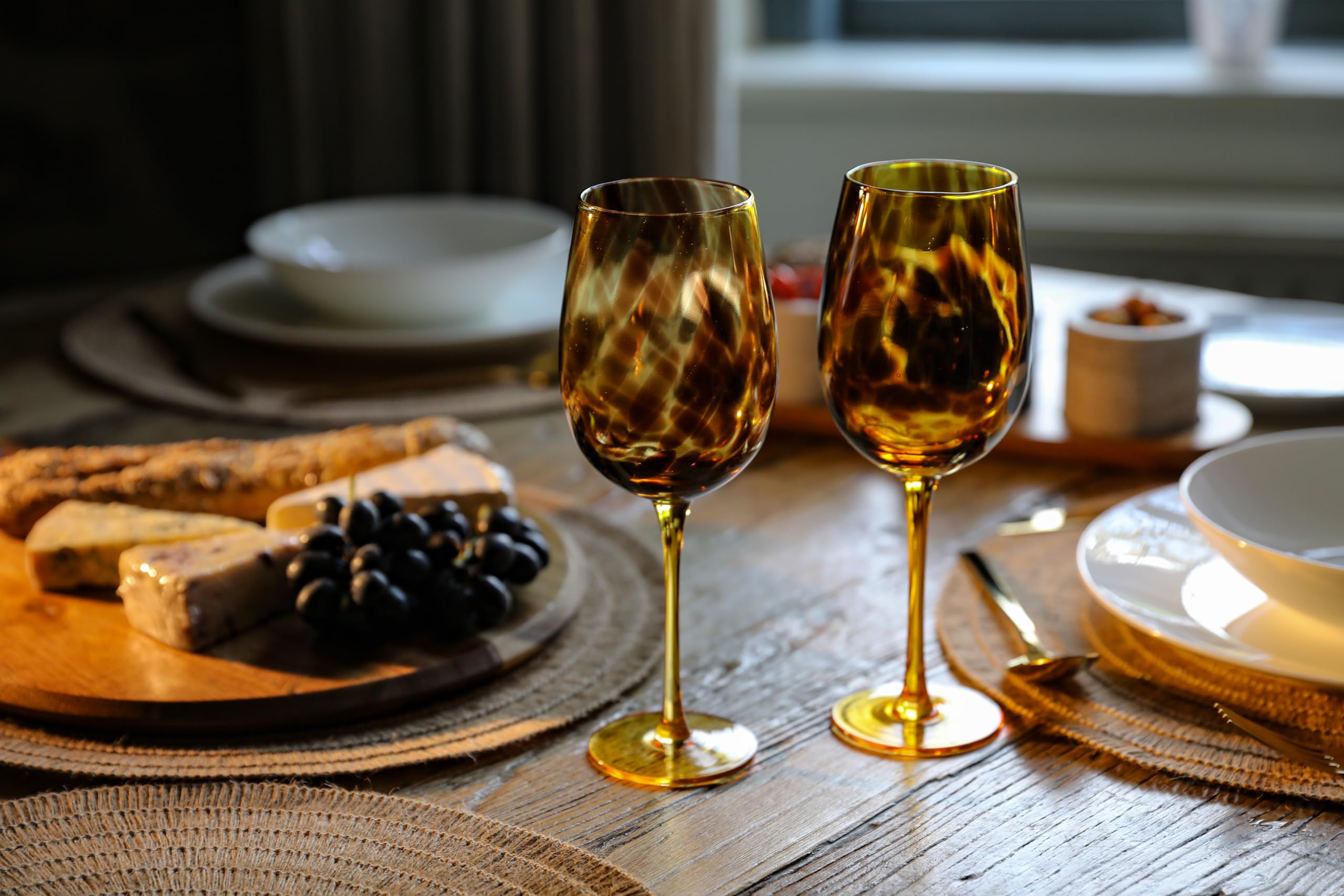 BarCraft Set de 2 Verres à Vin dans Un Coffret Cadeau, Motif Écailles de Tortue, Fabrication Artisanale à la Main, 450 ML