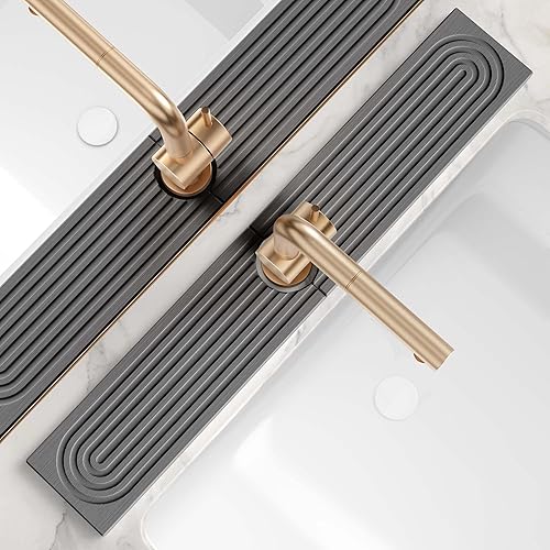 eormoe Kitchen Sink Splash Guard – Stone Faucet Mat for Kitchen Sink, Diatomite Drying Mat, Modern Kitchen & Bathroom Countertop Accessories (Dark Grey, 23.6" x 3.9")