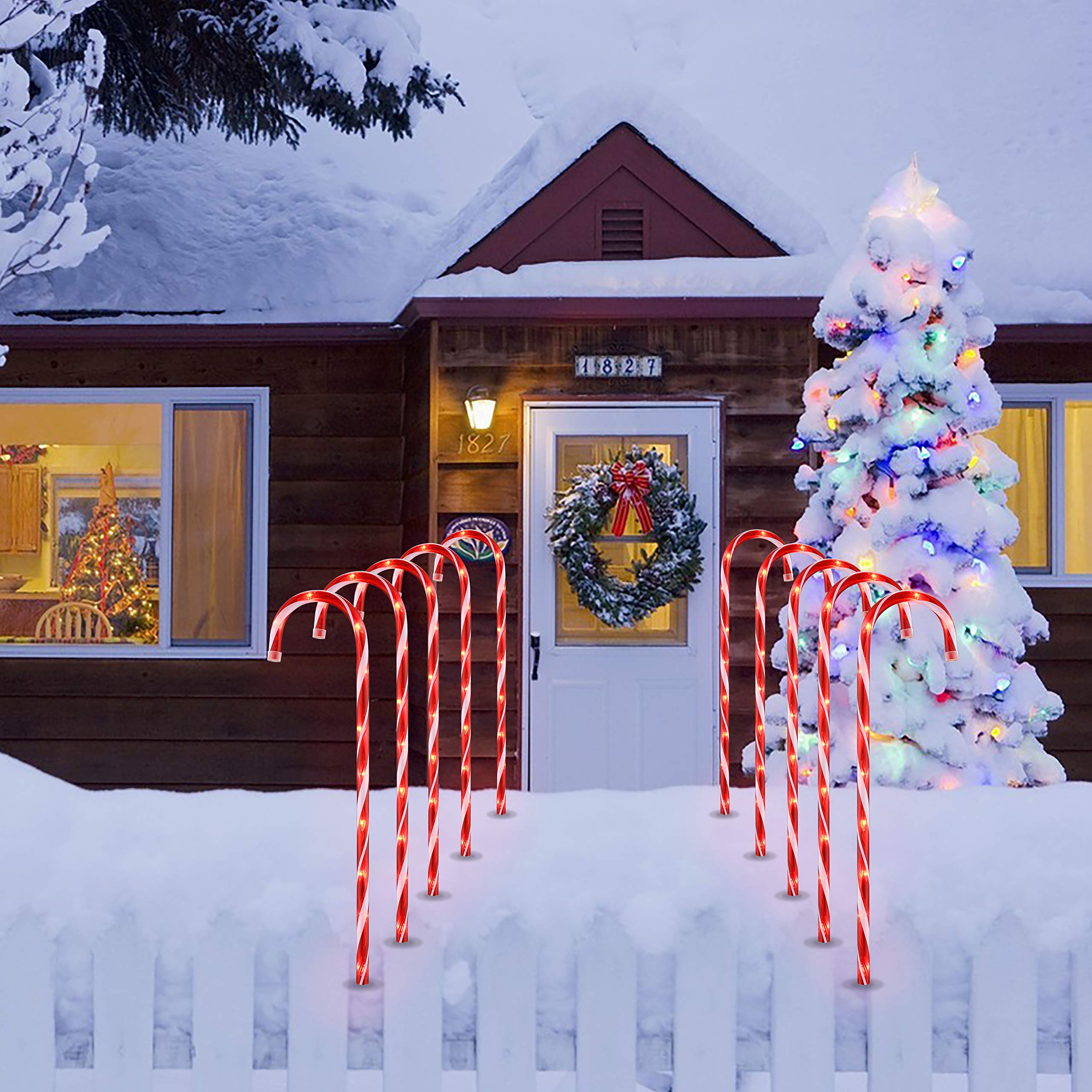 クリスマス LED キャンディースティック 10ピースセット US Candy Cane Lights - 10 Pack Candy Cane Pathway Lights, 10