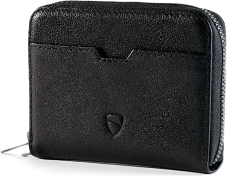 Vaultskin Mayfair Slim Minimalist Zipper Wallet, Leather Card Holder with Coin Compartment, Card Sleeves, Small Pouch for Men and Women
