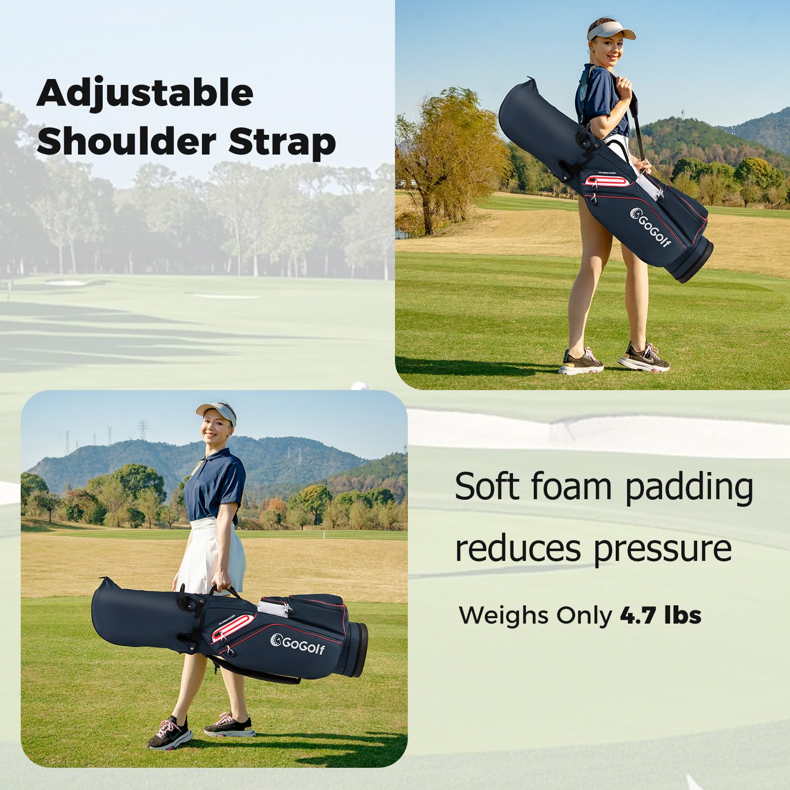 LIFEZEAL Borsa da golf 14 scomparti 6 tasche cappuccio antipioggia tracolla regolabile