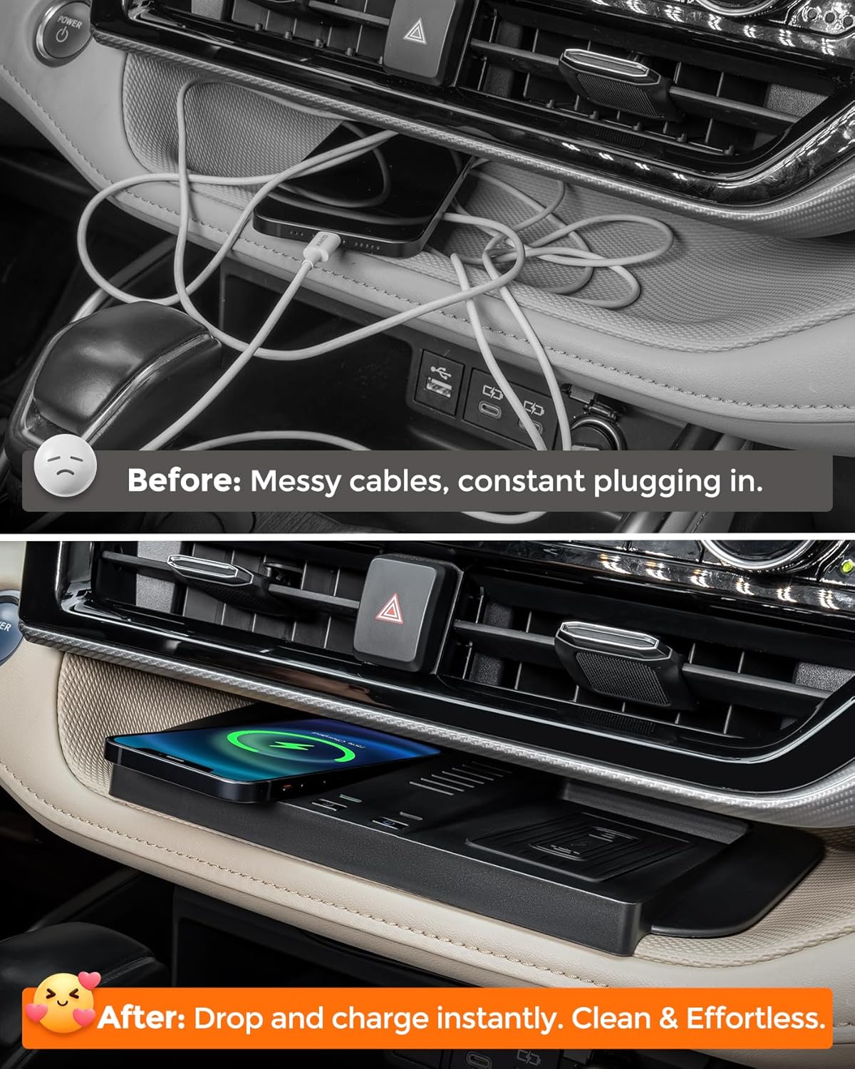 Wireless Charger for Toyota Highlander 2020 2021 2022 Accessories, Center Console Wireless Phone Charging Pad for Highlander L/LE/XLE/XSE/Limited/Platinum Car Interior Accessories