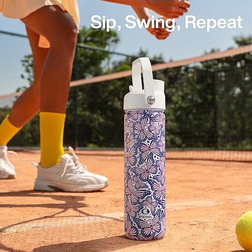 Miniatura 930 de ENCOOL Botella de agua aislada con popote, de acero inoxidable, a prueba de fugas, sin BPA, al vacío de doble pared que se mantiene fría durante 24