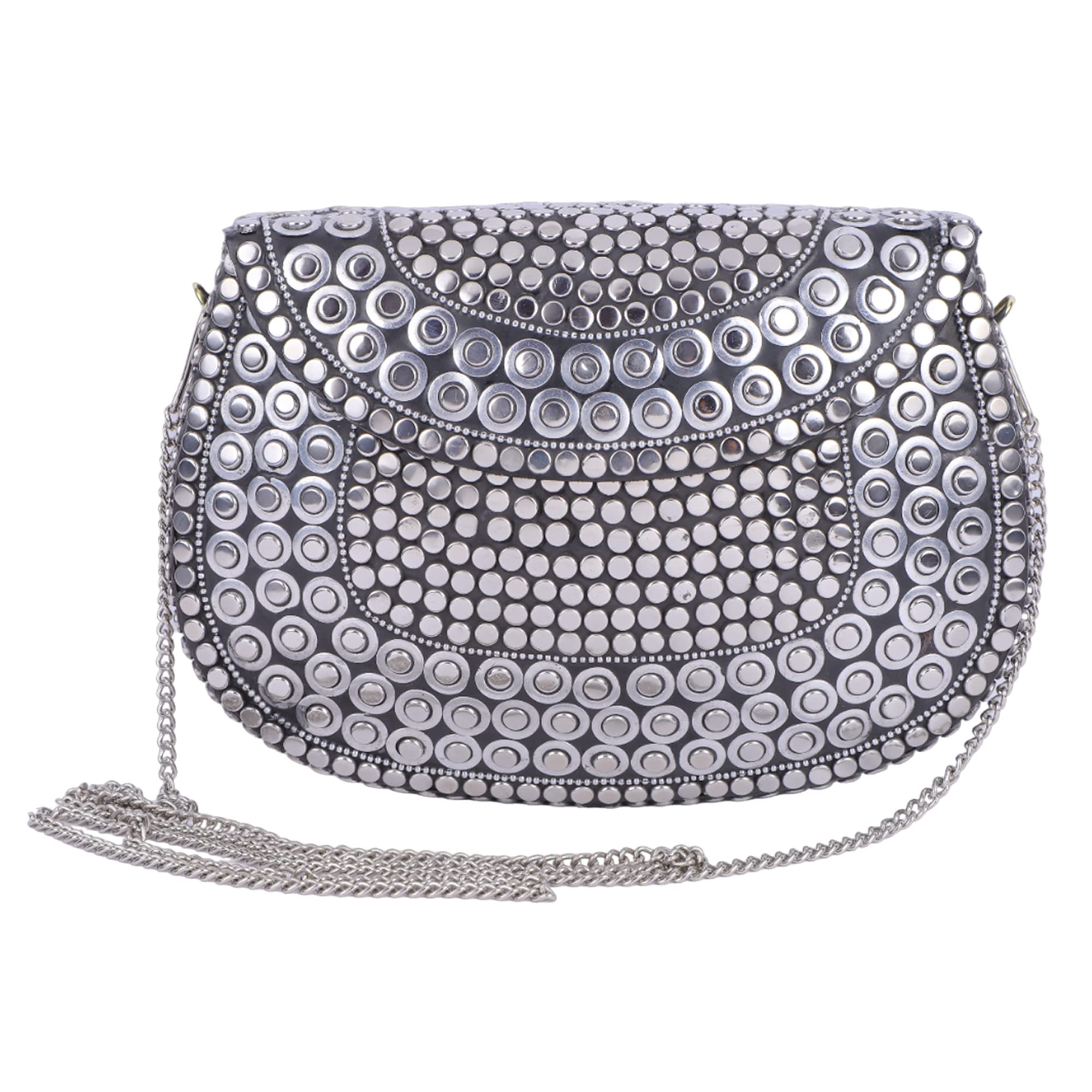 parato Handmade Metal bag Silver Dot style Latest Shoulder Bag Clutch for girls and women-picture-49