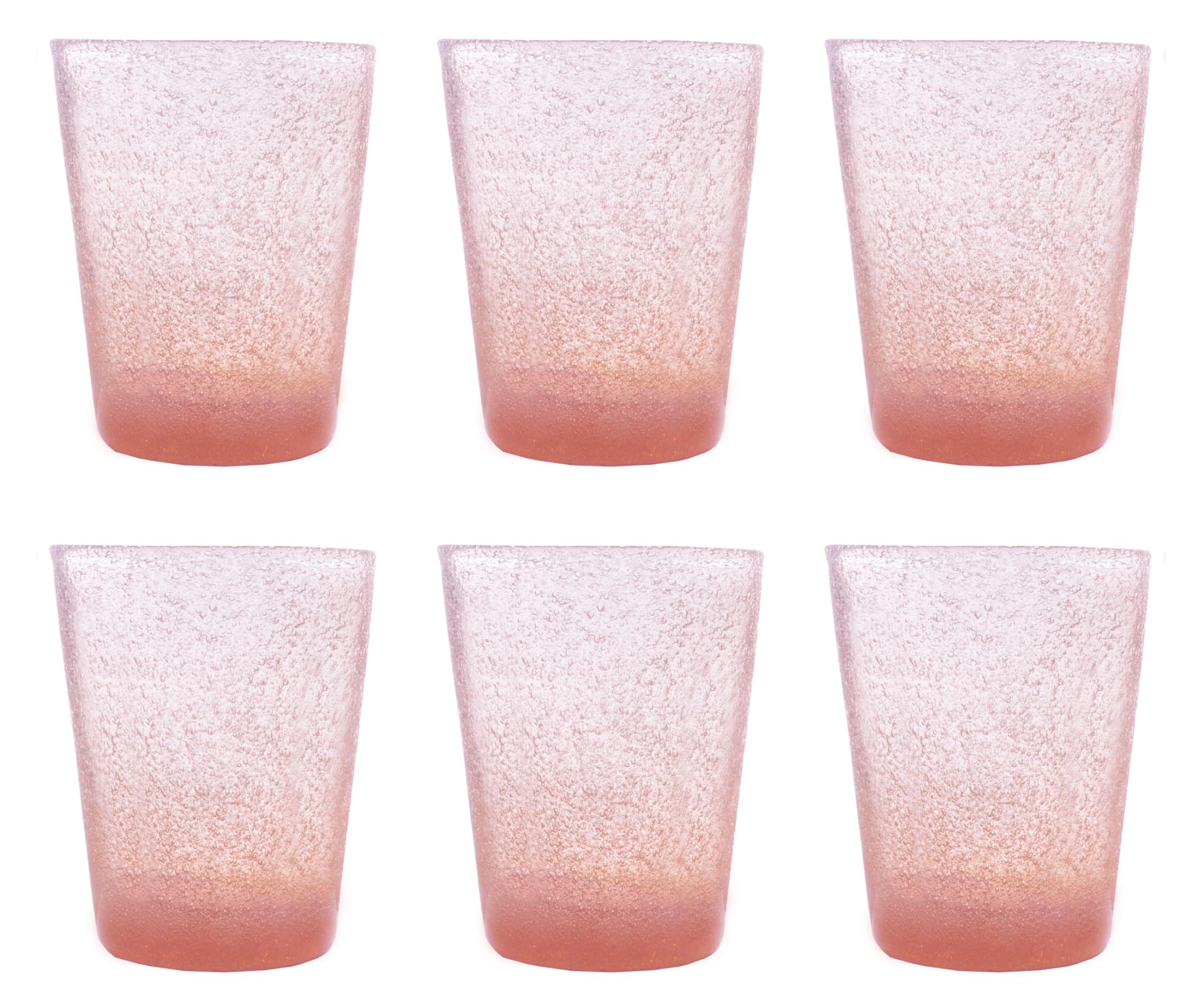 MEMENTO Set 6 bicchieri acqua in pasta di vetro 300cc (Pesca)