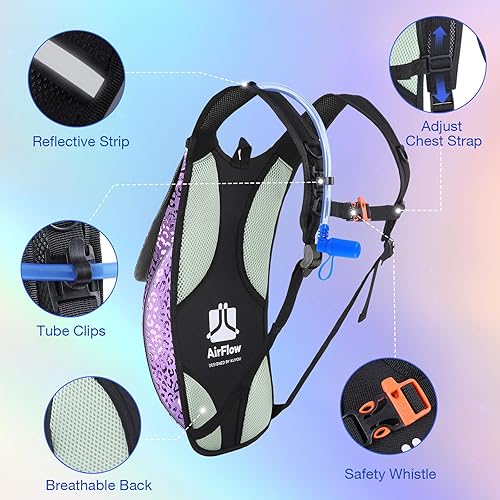 Miniatura 3 de Rave Hydration Pack, Hydration Backpack with 2L Hydration Bladder, Festival Essential Water Backpack for Hiking, Running, Cycling, and Music