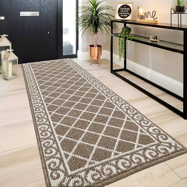 SHACOS Runner Rug for Entryway 60 x 180 cm Non Slip Carpet Runner Rug for Hallway Washable Brown Runner Rug Absorbent Kitchen Runner Heavy Duty for Laundry Room Entryway Kitchen