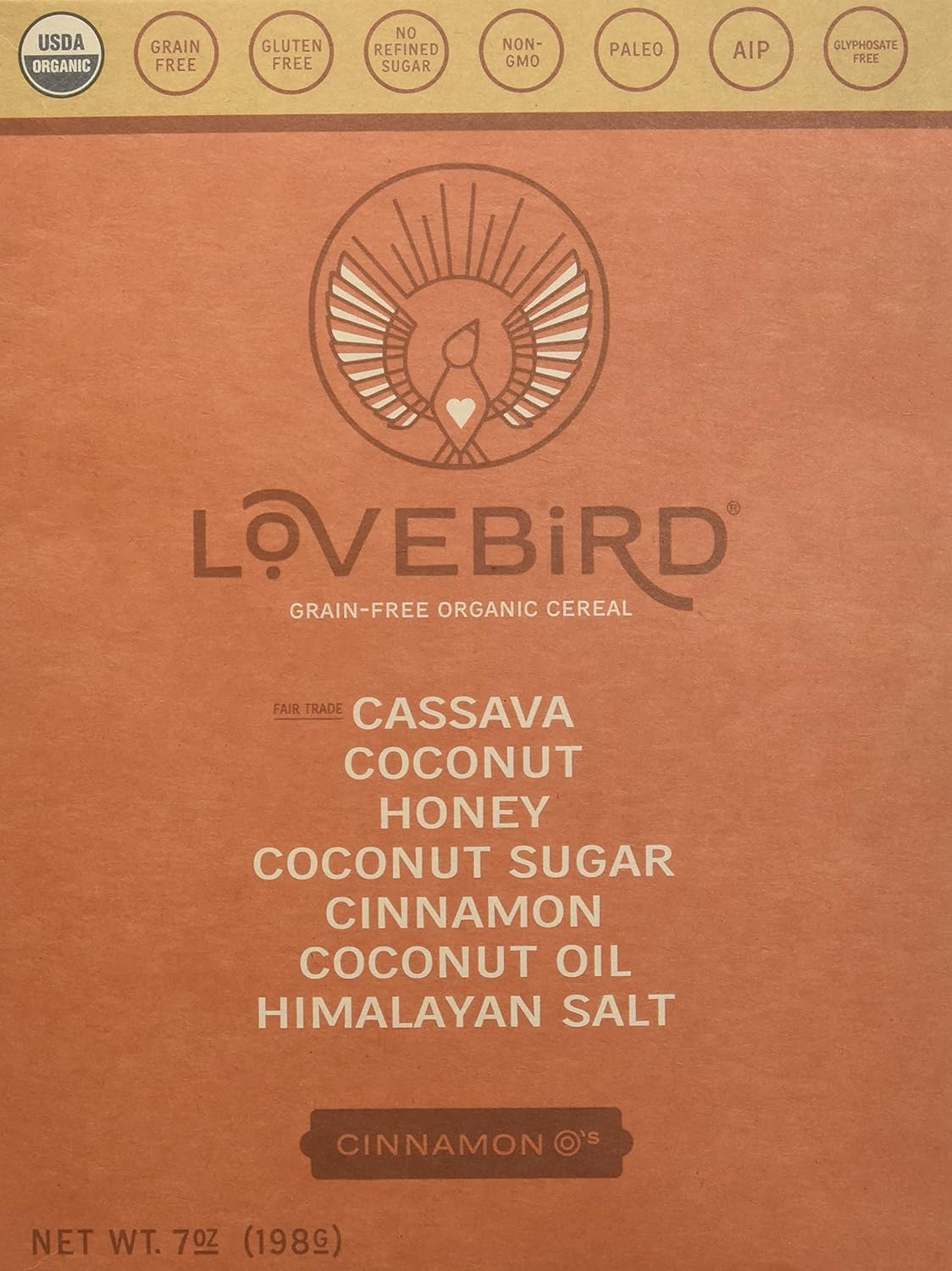 Lovebird Organic Grain Free Cinnamon O's Cereal, 7 OZ